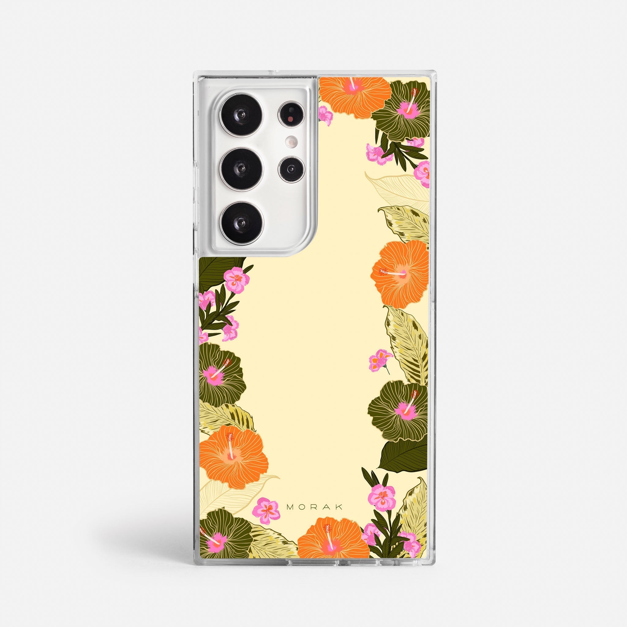 Case Funda Floral Frame - Blanco Premium Para iPhone 17-12 Samsung S26-S22