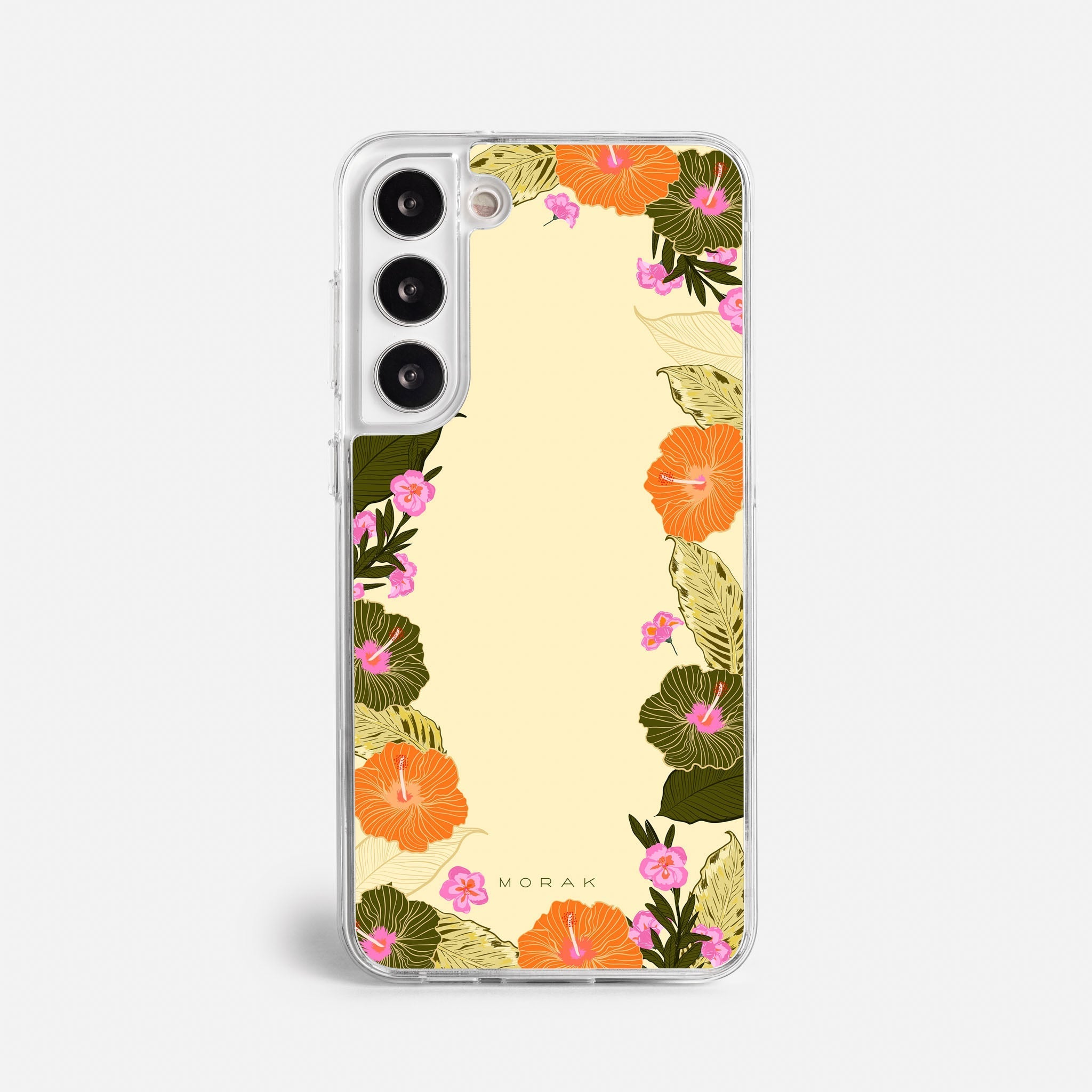 Case Funda Floral Frame - Blanco Premium Para iPhone 17-12 Samsung S26-S22