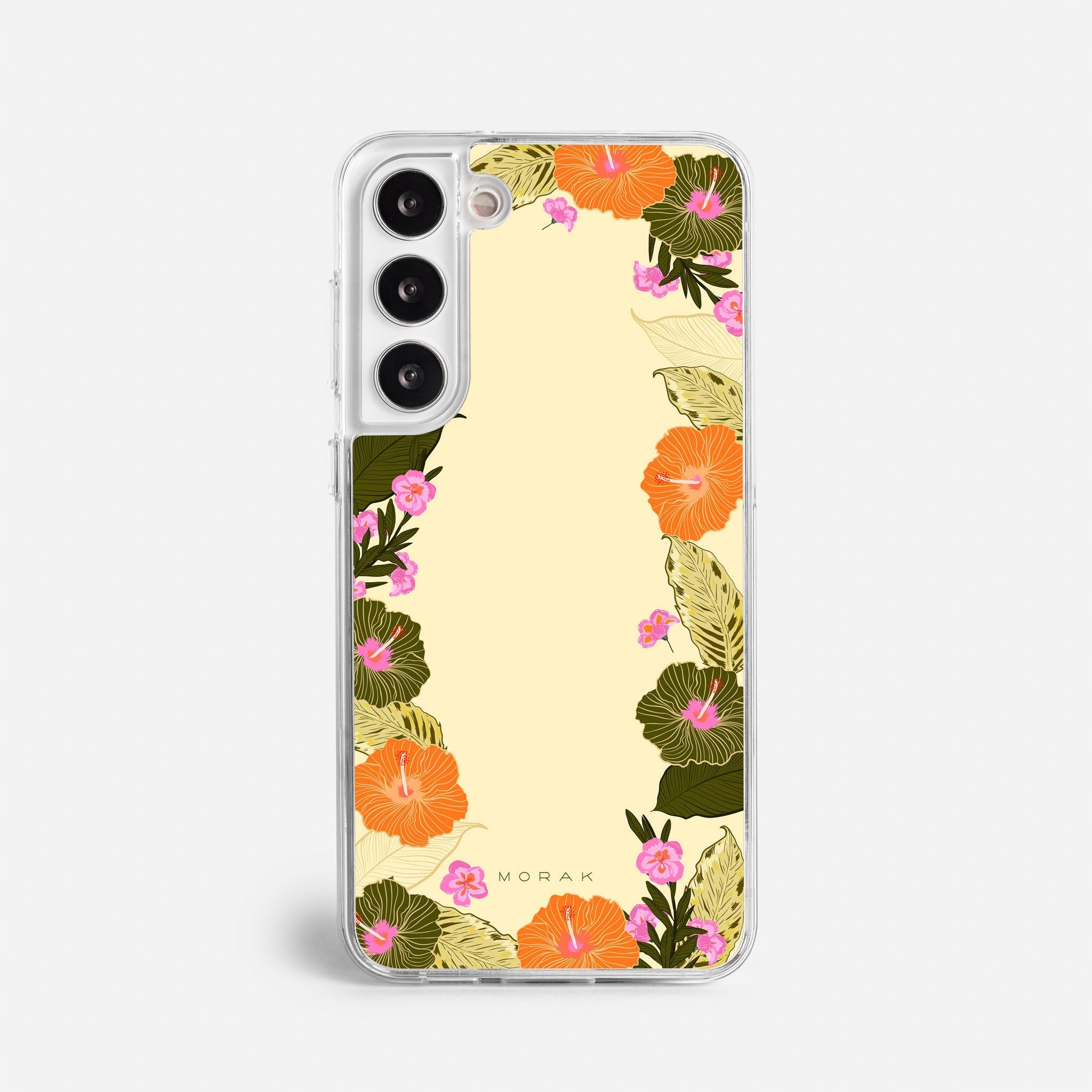 Case Funda Floral Frame - Blanco Premium Para iPhone 17-12 Samsung S26-S22
