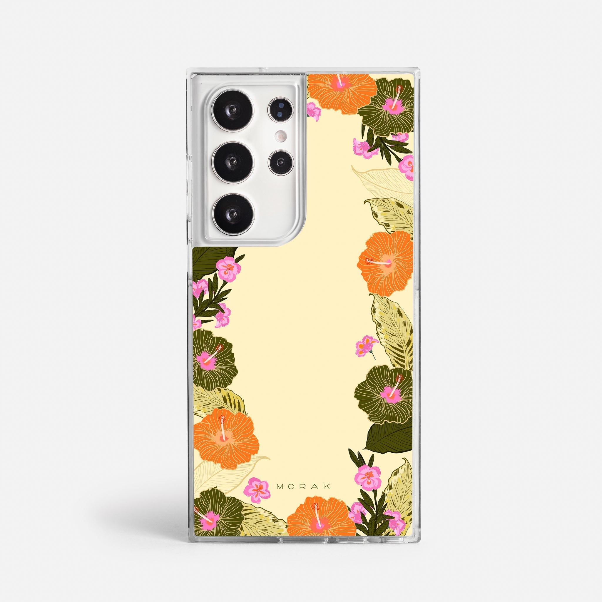 Case Funda Floral Frame - Blanco Premium Para iPhone 17-12 Samsung S26-S22