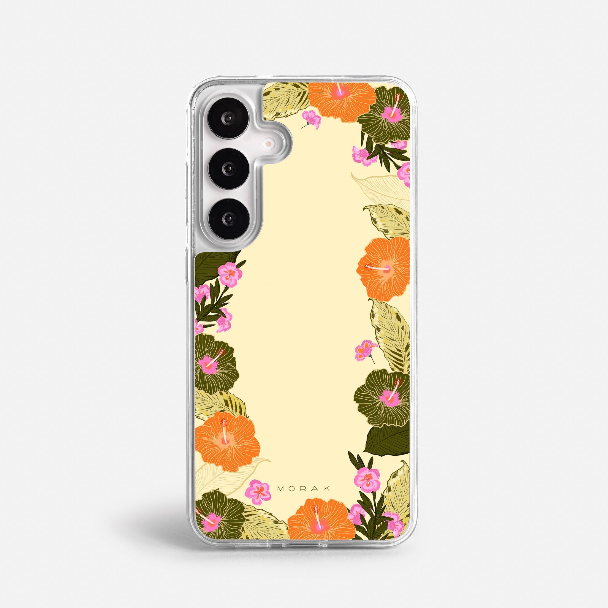 Case Funda Floral Frame - Blanco Premium Para iPhone 17-12 Samsung S26-S22
