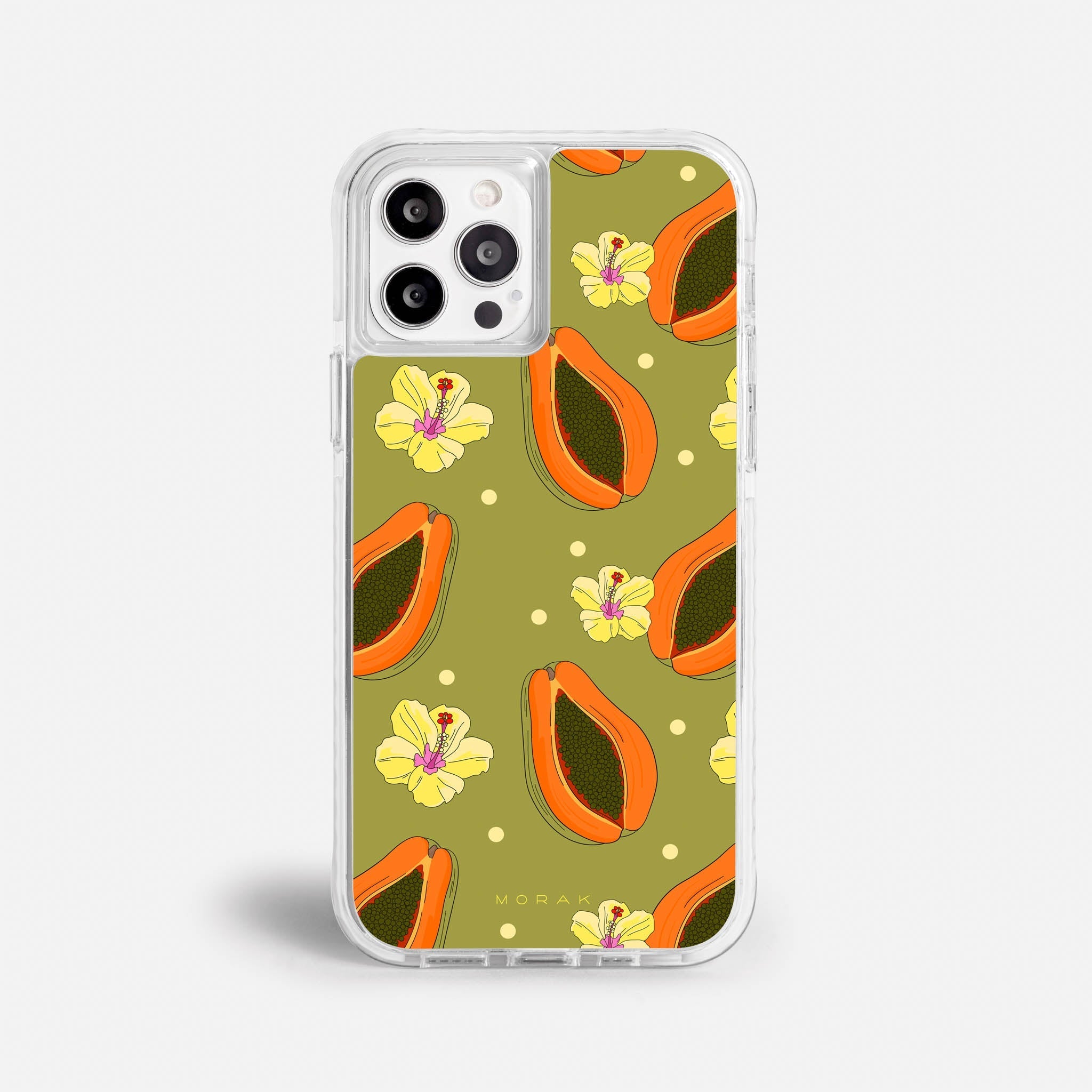 Case Funda Papaya party - Blanco Premium Para iPhone 17-12 Samsung S26-S22