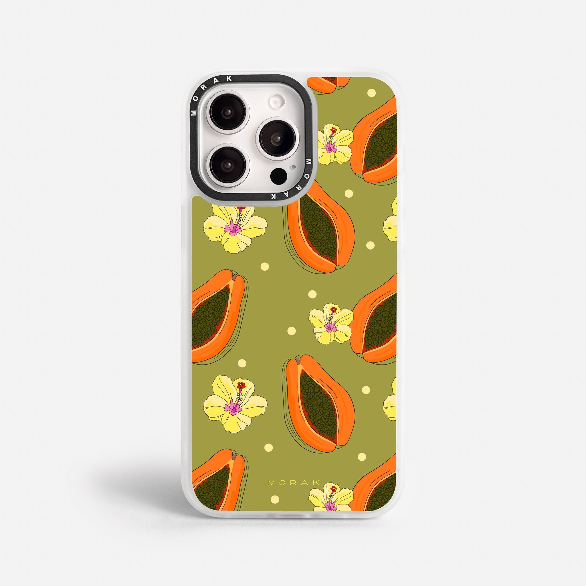 Case Funda Papaya party - Blanco Premium Para iPhone 17-12 Samsung S26-S22