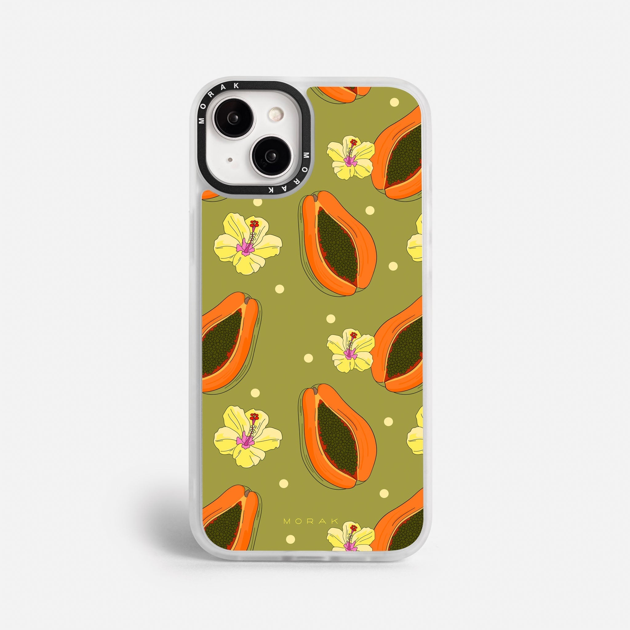 Case Funda Papaya party - Blanco Premium Para iPhone 17-12 Samsung S26-S22