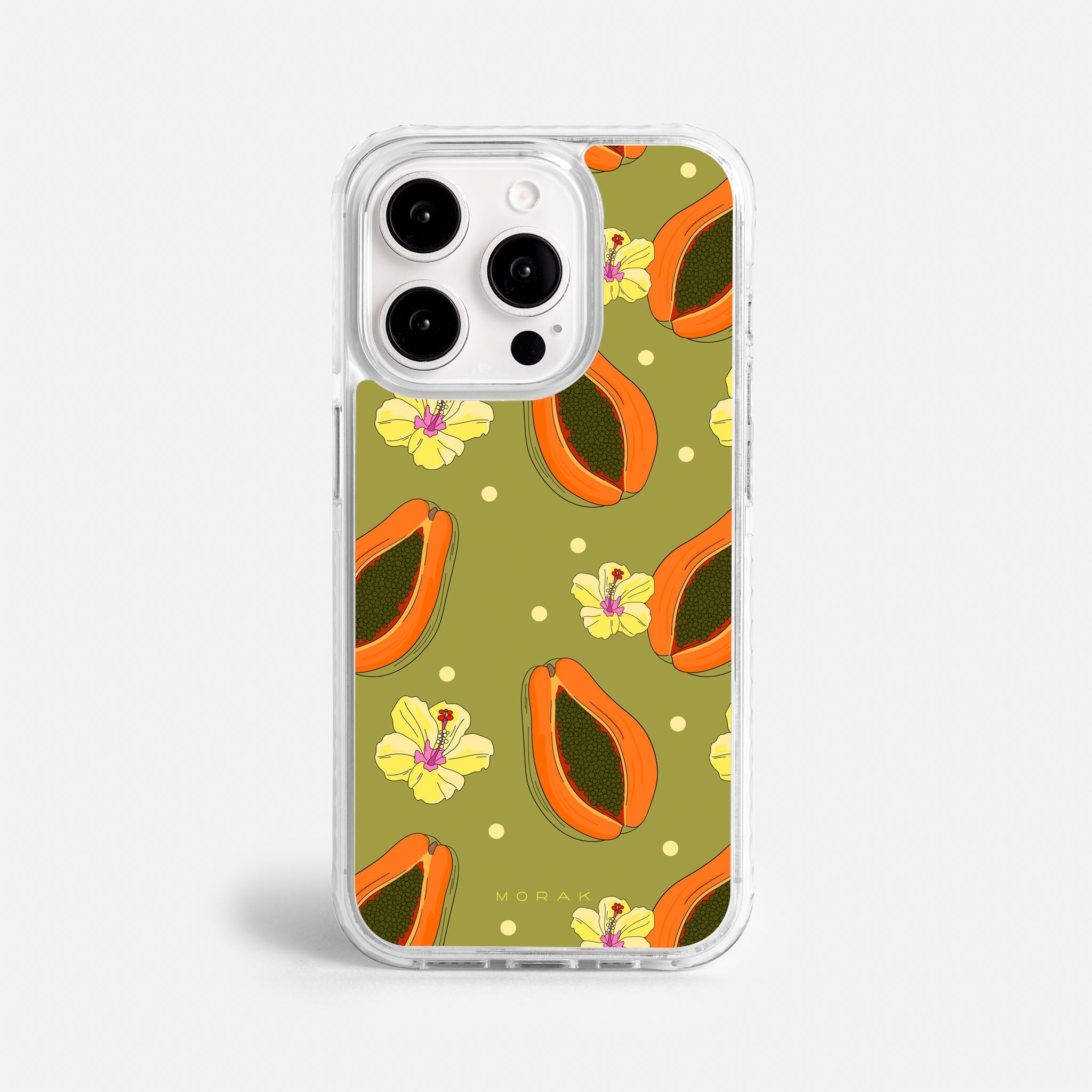Case Funda Papaya party - Blanco Premium Para iPhone 17-12 Samsung S26-S22