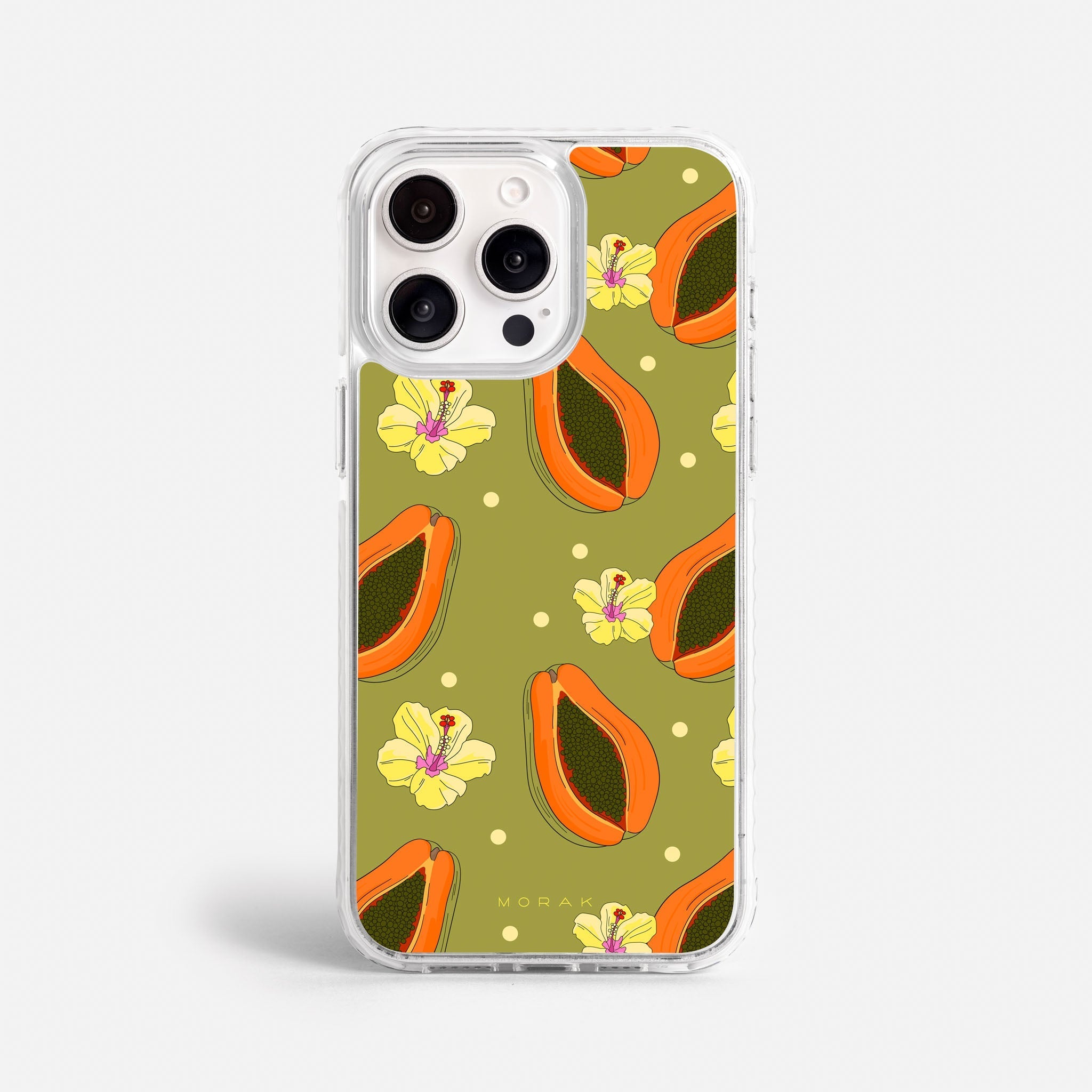 Case Funda Papaya party - Blanco Premium Para iPhone 17-12 Samsung S26-S22