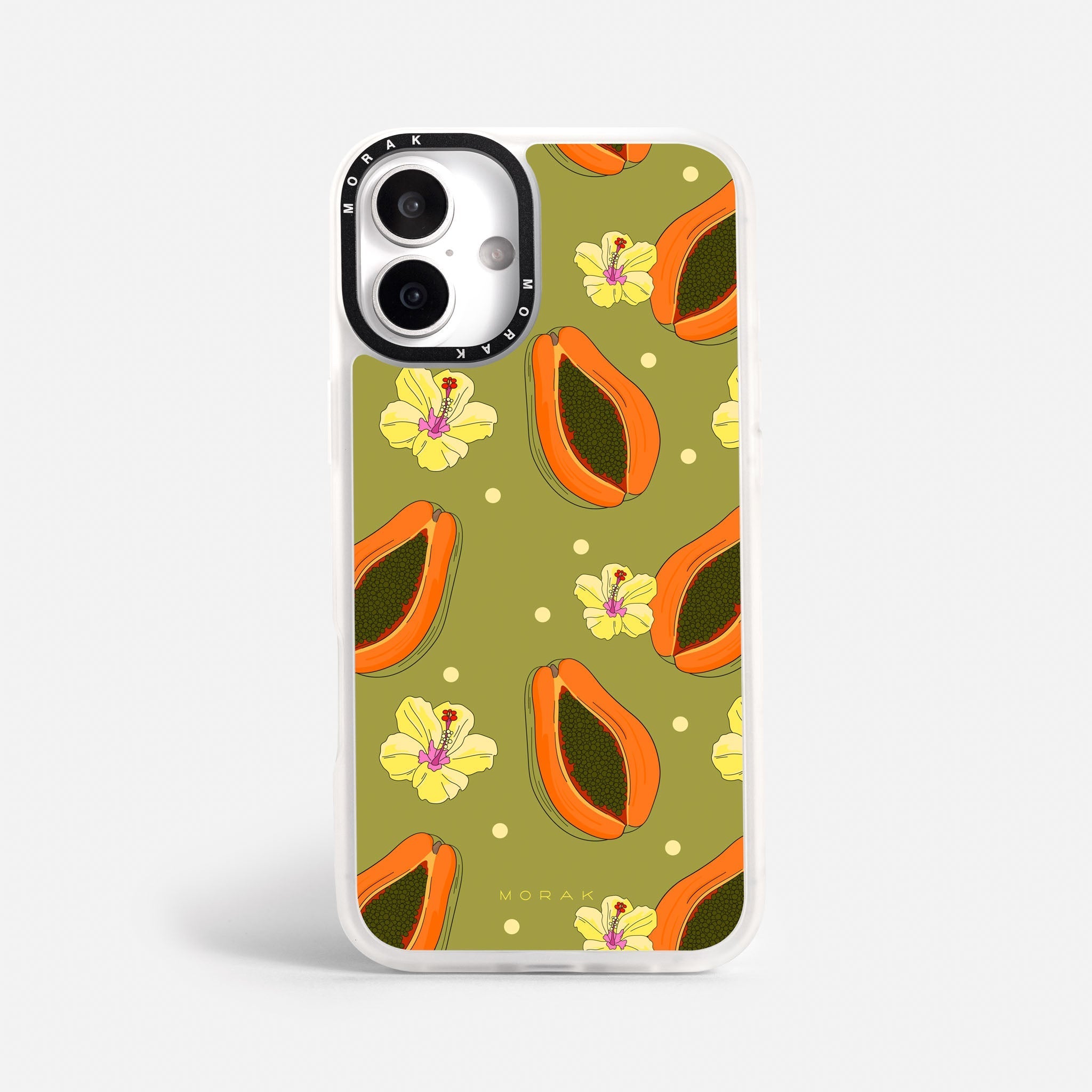 Case Funda Papaya party - Blanco Premium Para iPhone 17-12 Samsung S26-S22