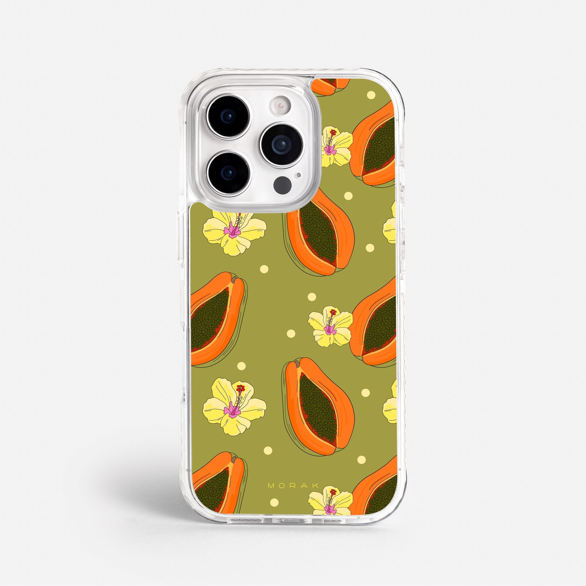 Case Funda Papaya party - Blanco Premium Para iPhone 17-12 Samsung S26-S22