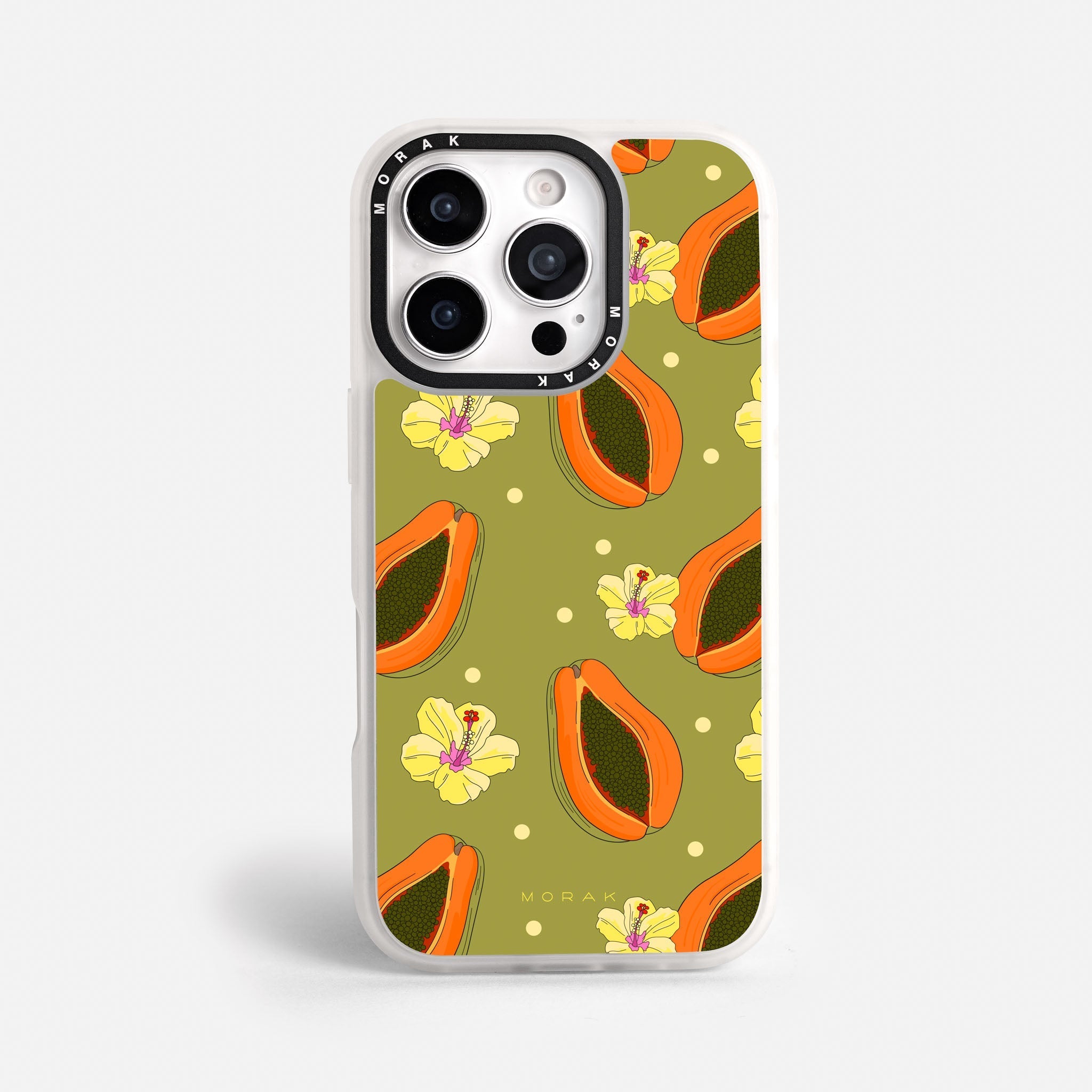 Case Funda Papaya party - Blanco Premium Para iPhone 17-12 Samsung S26-S22