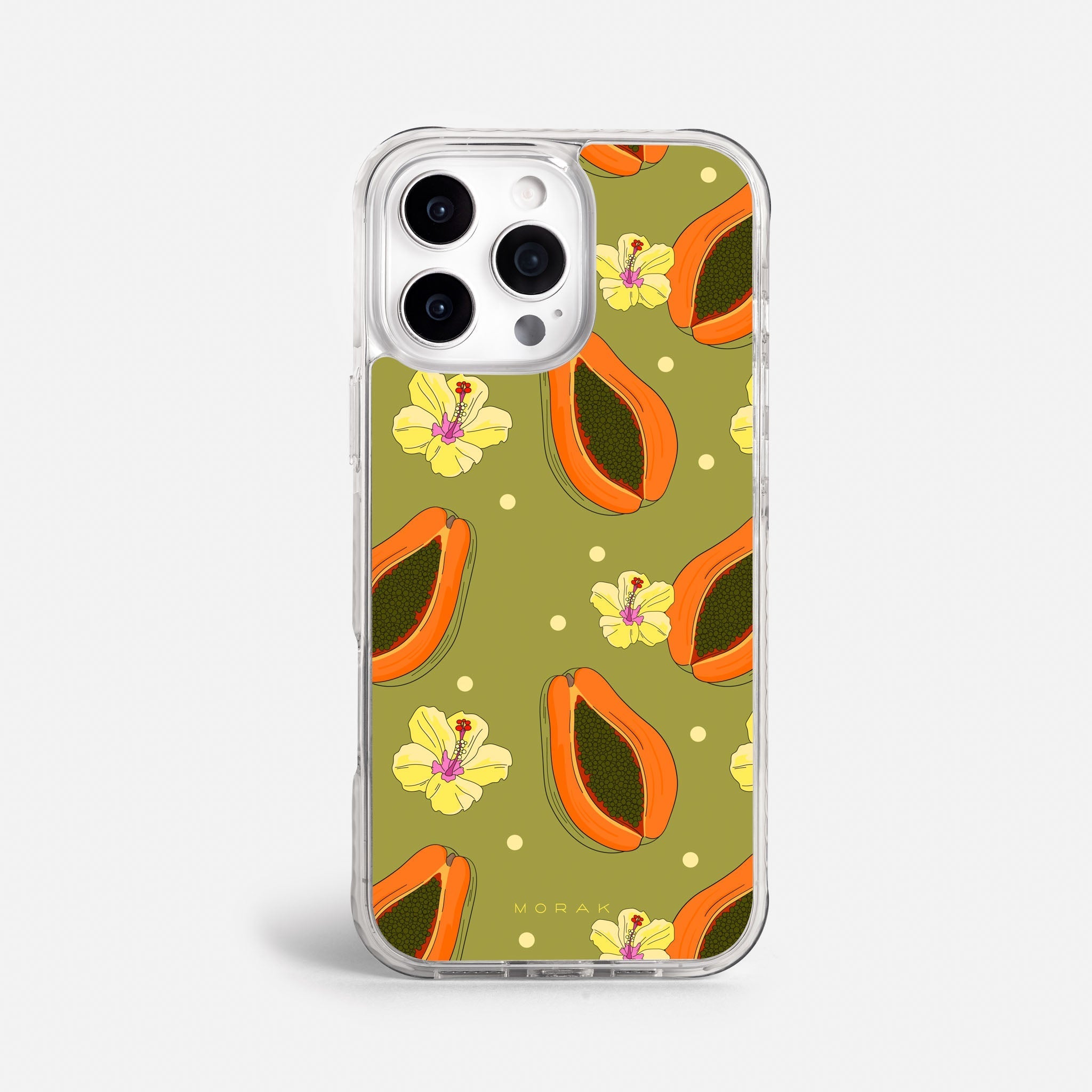 Case Funda Papaya party - Blanco Premium Para iPhone 17-12 Samsung S26-S22