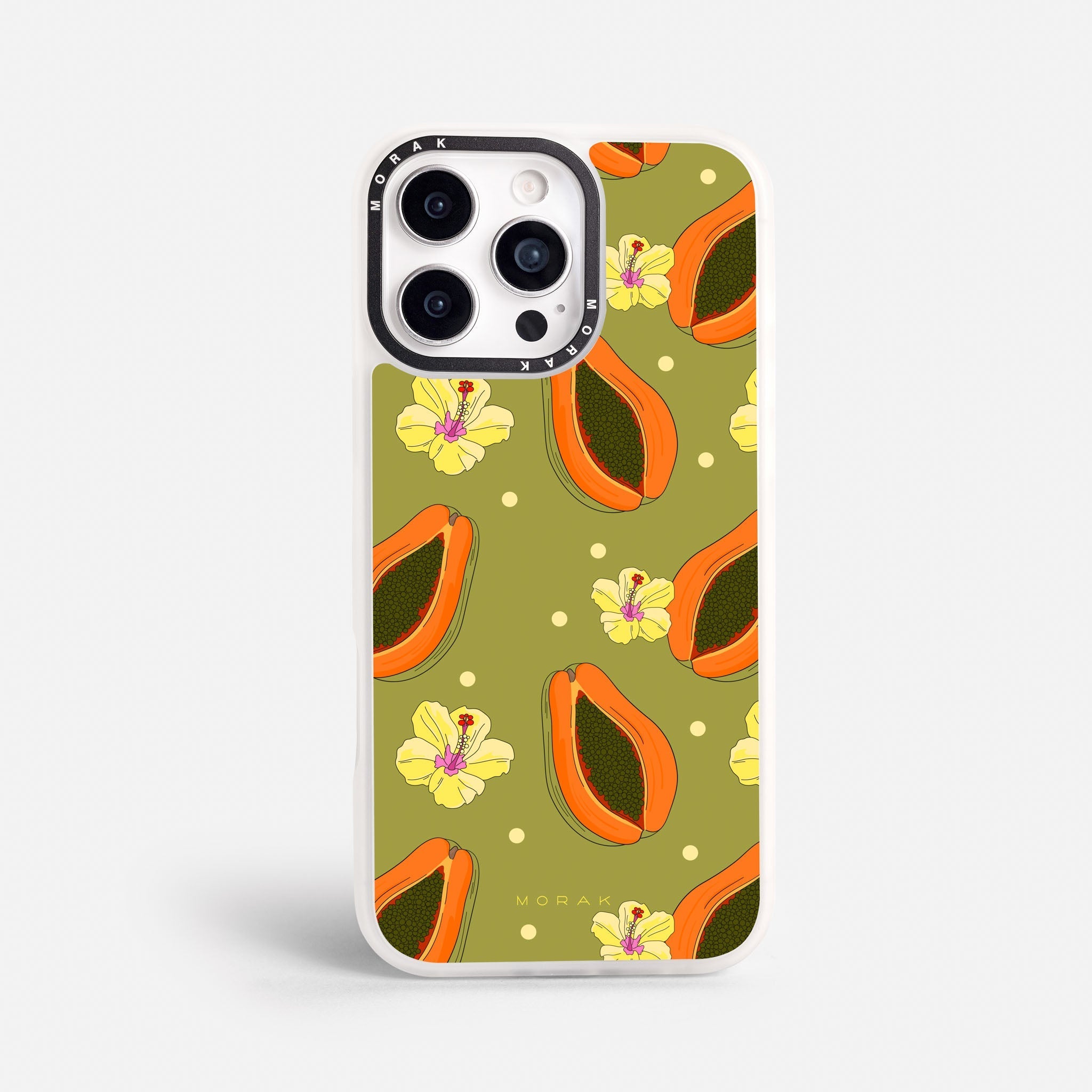 Case Funda Papaya party - Blanco Premium Para iPhone 17-12 Samsung S26-S22