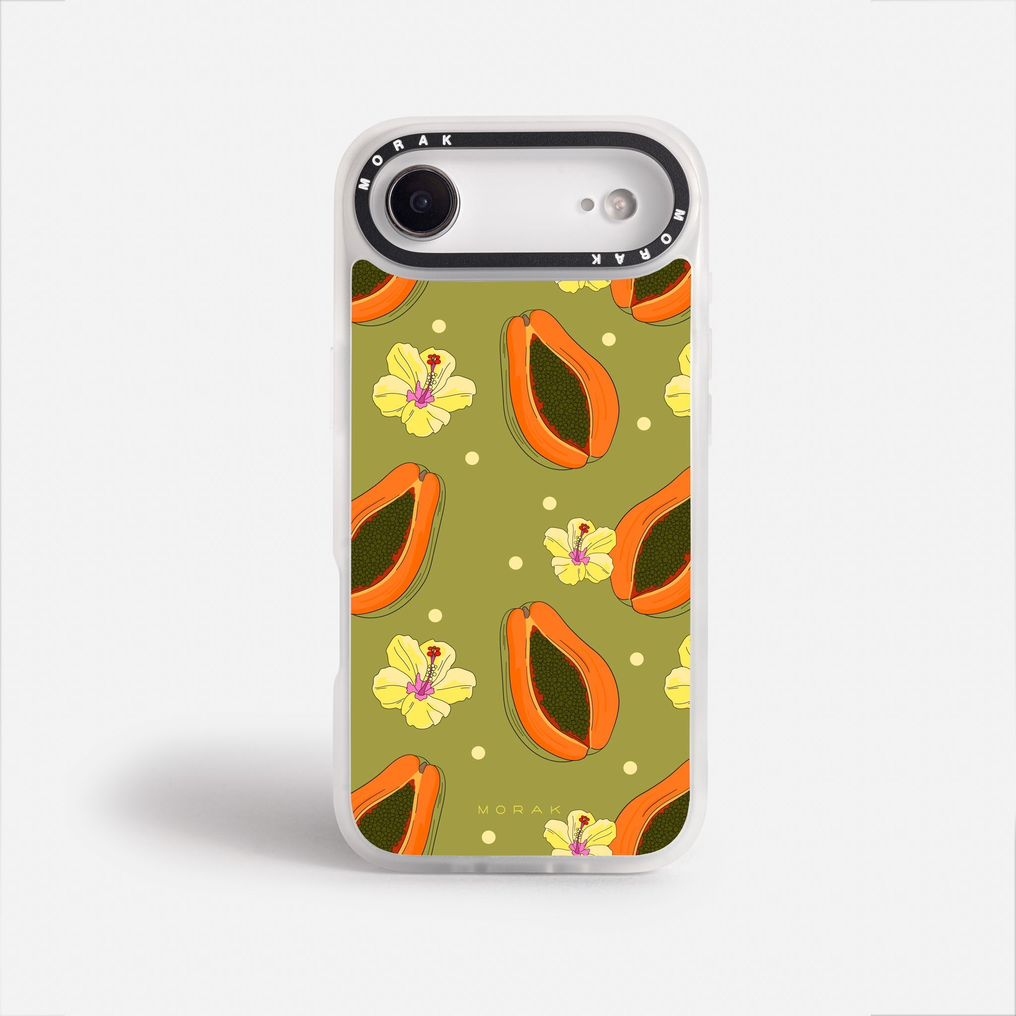 Case Funda Papaya party - Blanco Premium Para iPhone 17-12 Samsung S26-S22