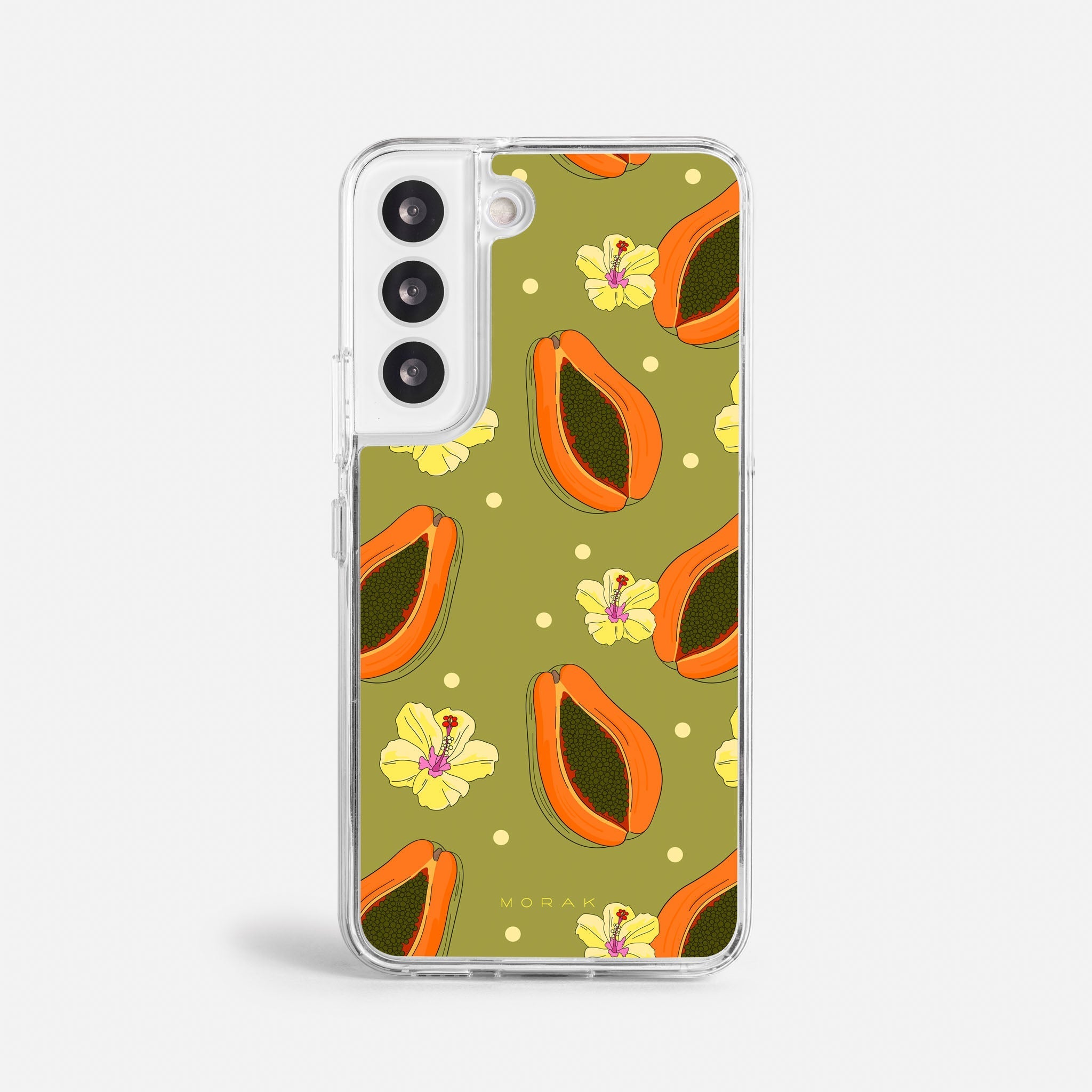 Case Funda Papaya party - Blanco Premium Para iPhone 17-12 Samsung S26-S22