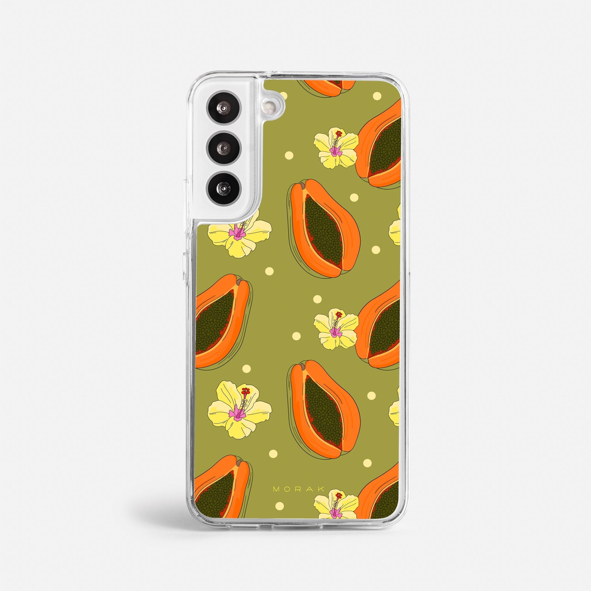 Case Funda Papaya party - Blanco Premium Para iPhone 17-12 Samsung S26-S22