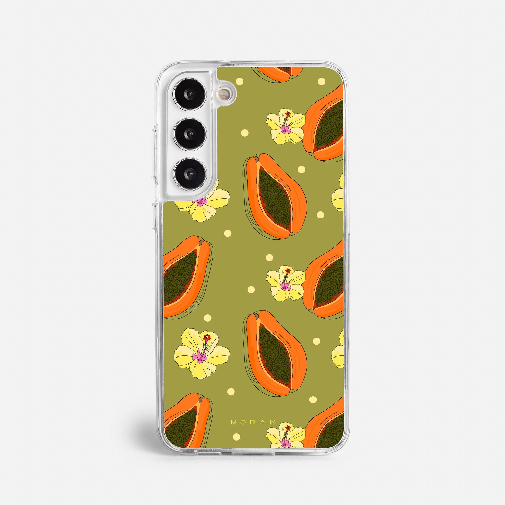 Case Funda Papaya party - Blanco Premium Para iPhone 17-12 Samsung S26-S22