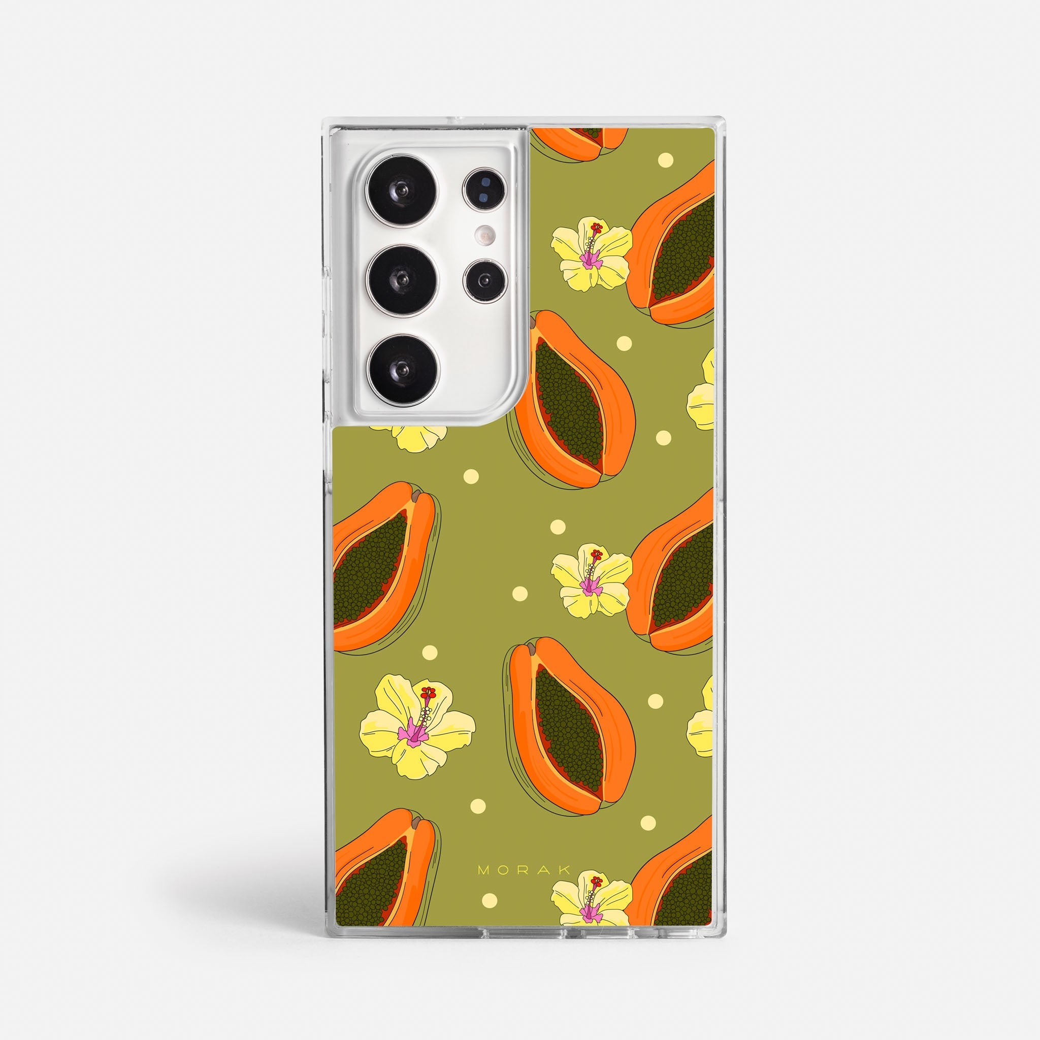 Case Funda Papaya party - Blanco Premium Para iPhone 17-12 Samsung S26-S22