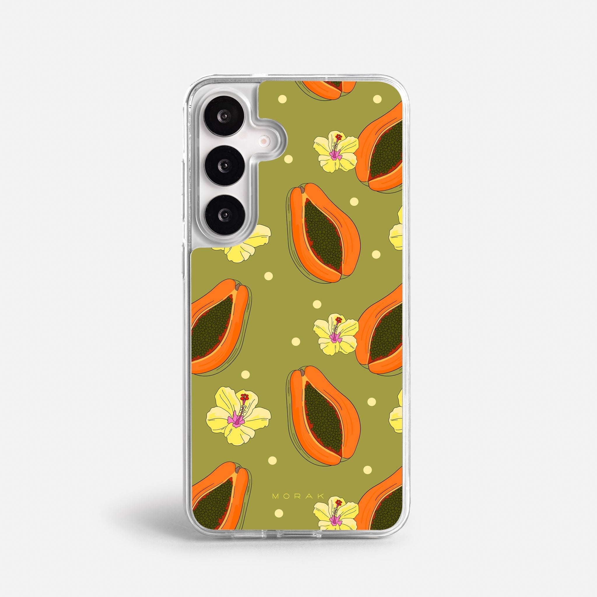 Case Funda Papaya party - Blanco Premium Para iPhone 17-12 Samsung S26-S22