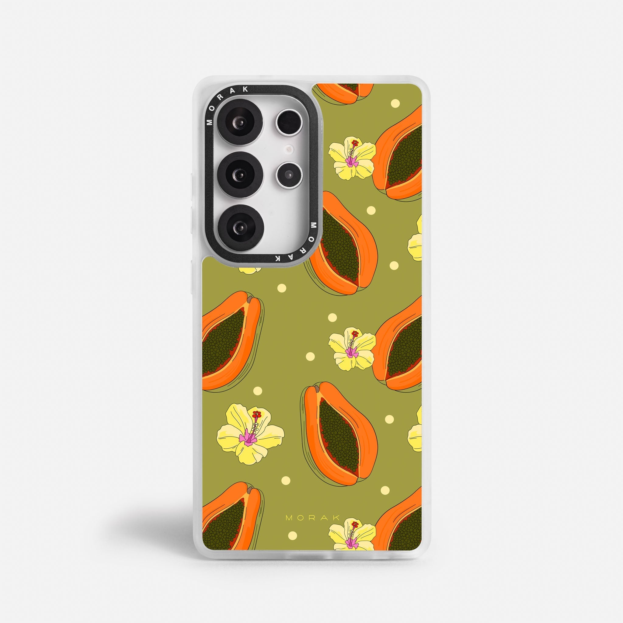 Case Funda Papaya party - Blanco Premium Para iPhone 17-12 Samsung S26-S22