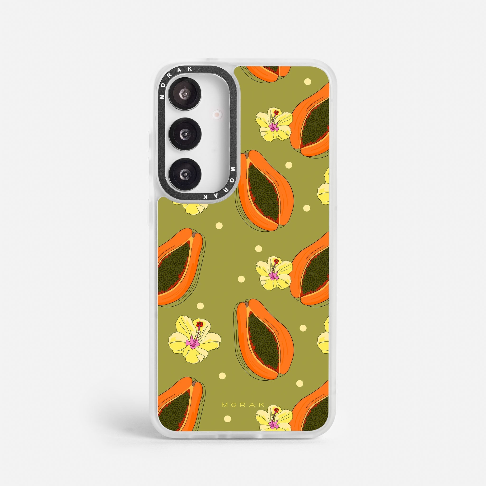 Case Funda Papaya party - Blanco Premium Para iPhone 17-12 Samsung S26-S22