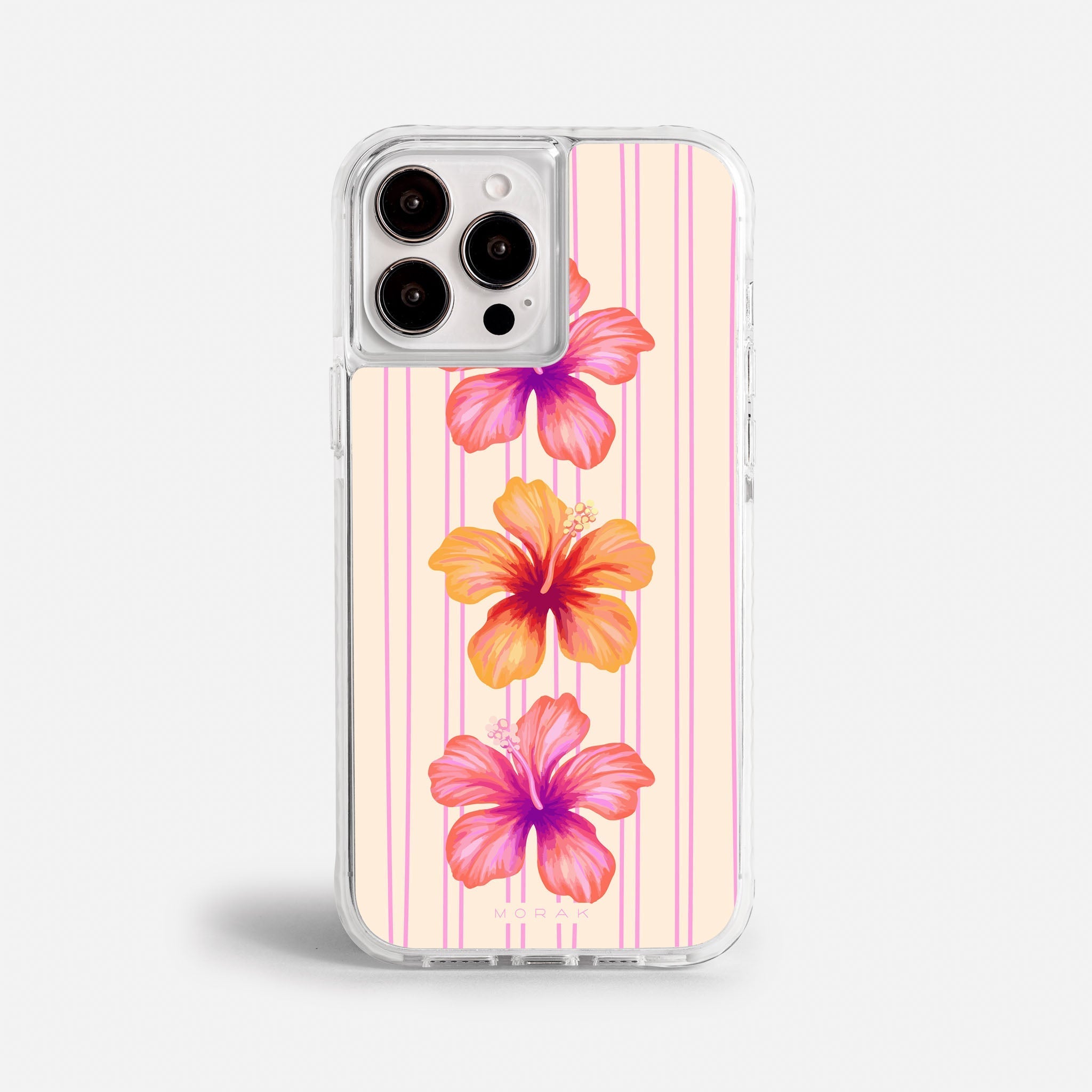Case Funda Pink Hibiscus - Blanco Premium Para iPhone 17-12 Samsung S26-S22