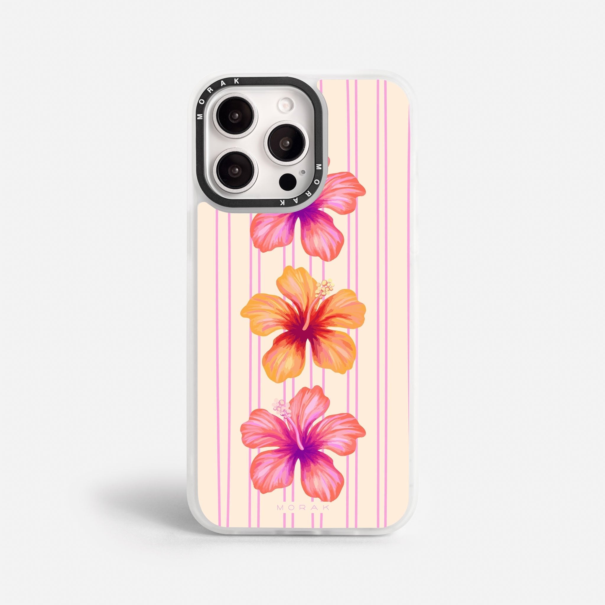 Case Funda Pink Hibiscus - Blanco Premium Para iPhone 17-12 Samsung S26-S22