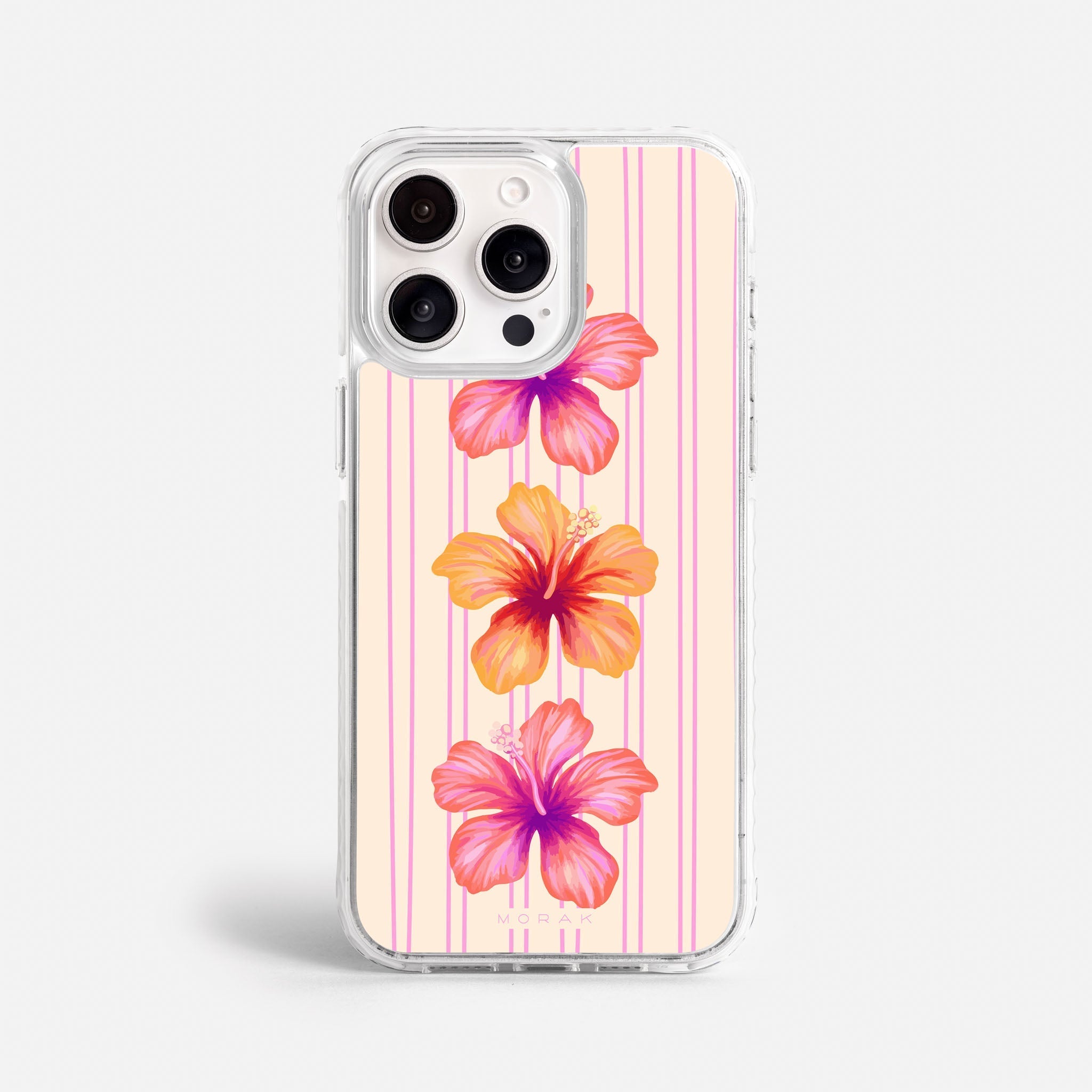 Case Funda Pink Hibiscus - Blanco Premium Para iPhone 17-12 Samsung S26-S22