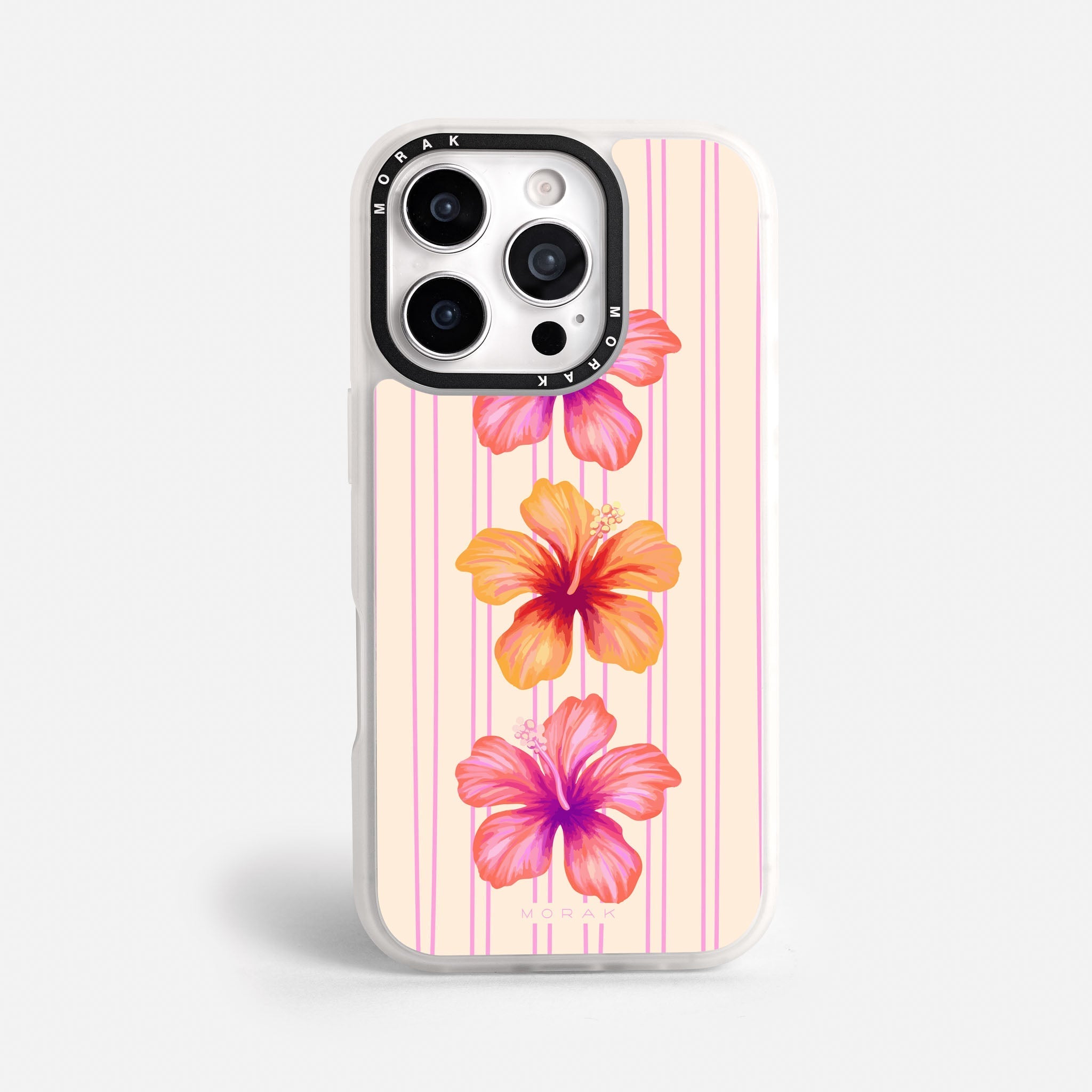 Case Funda Pink Hibiscus - Blanco Premium Para iPhone 17-12 Samsung S26-S22
