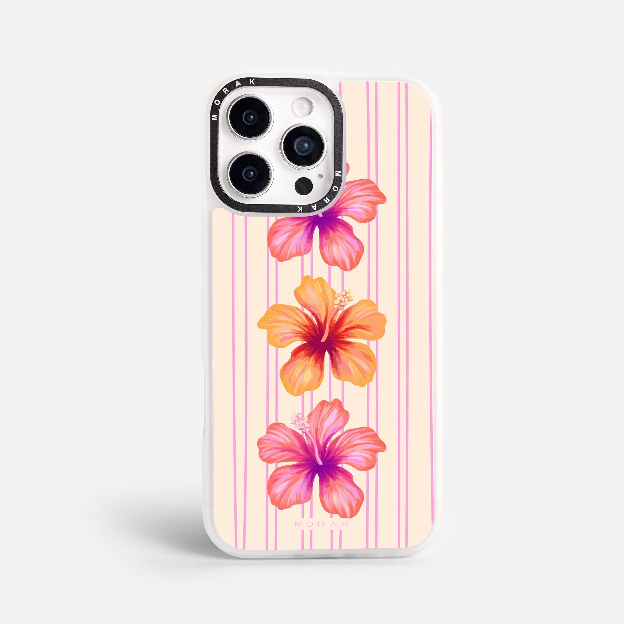 Case Funda Pink Hibiscus - Blanco Premium Para iPhone 17-12 Samsung S26-S22