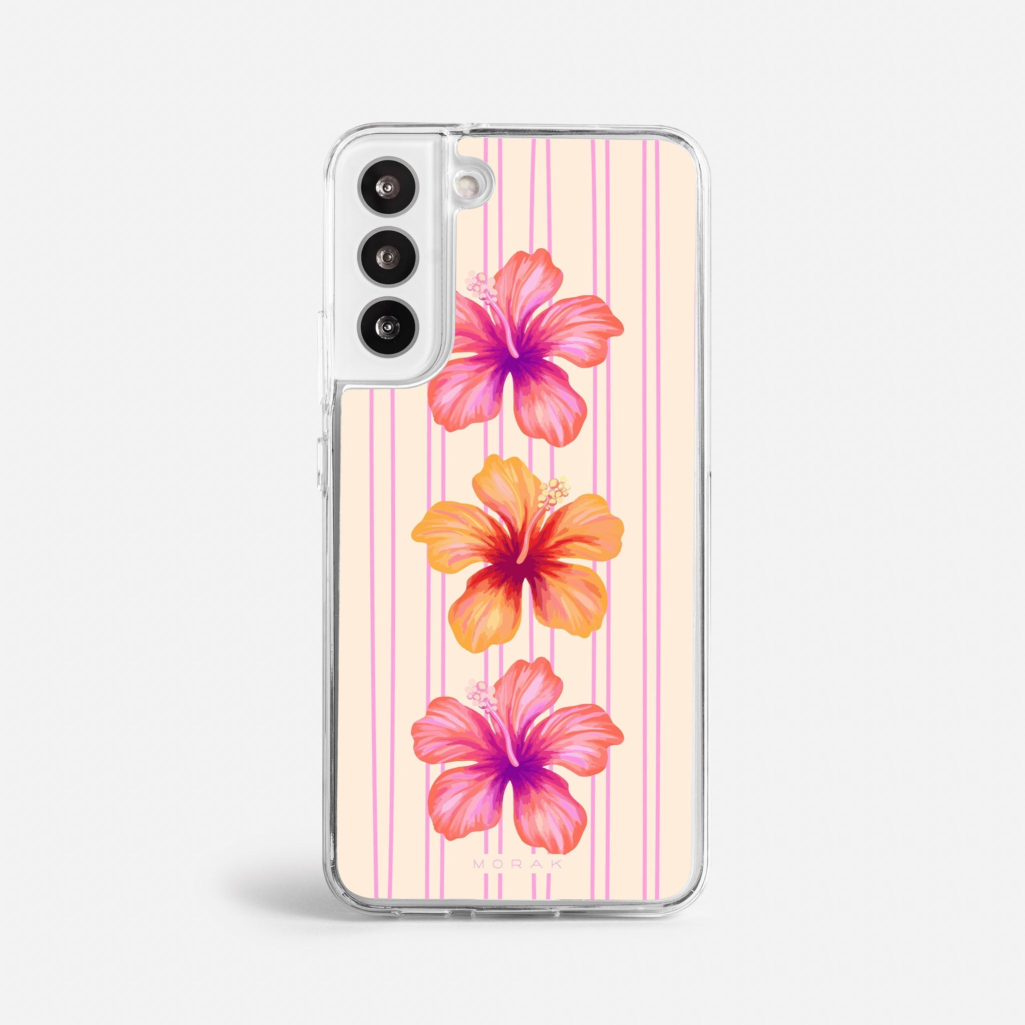 Case Funda Pink Hibiscus - Blanco Premium Para iPhone 17-12 Samsung S26-S22