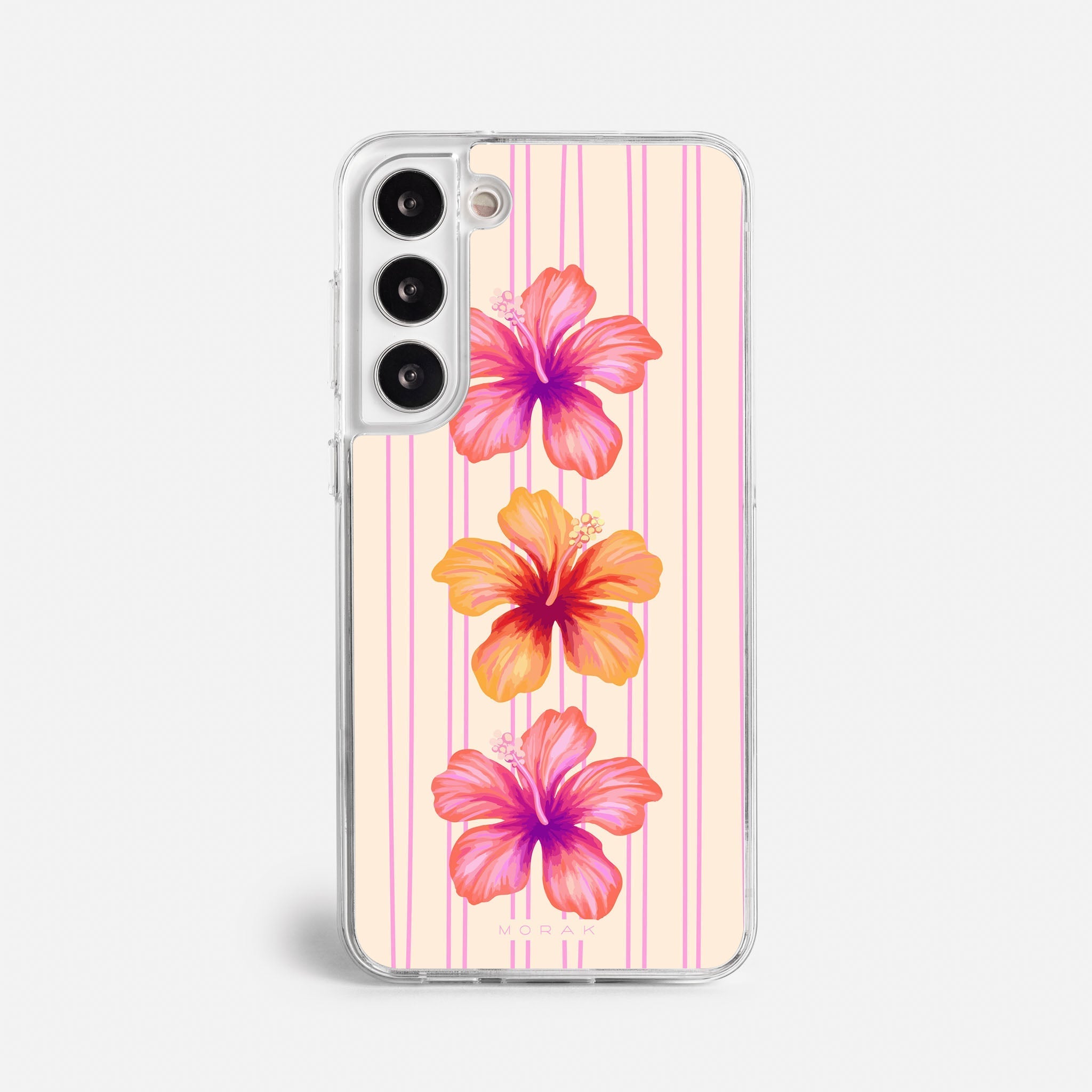 Case Funda Pink Hibiscus - Blanco Premium Para iPhone 17-12 Samsung S26-S22