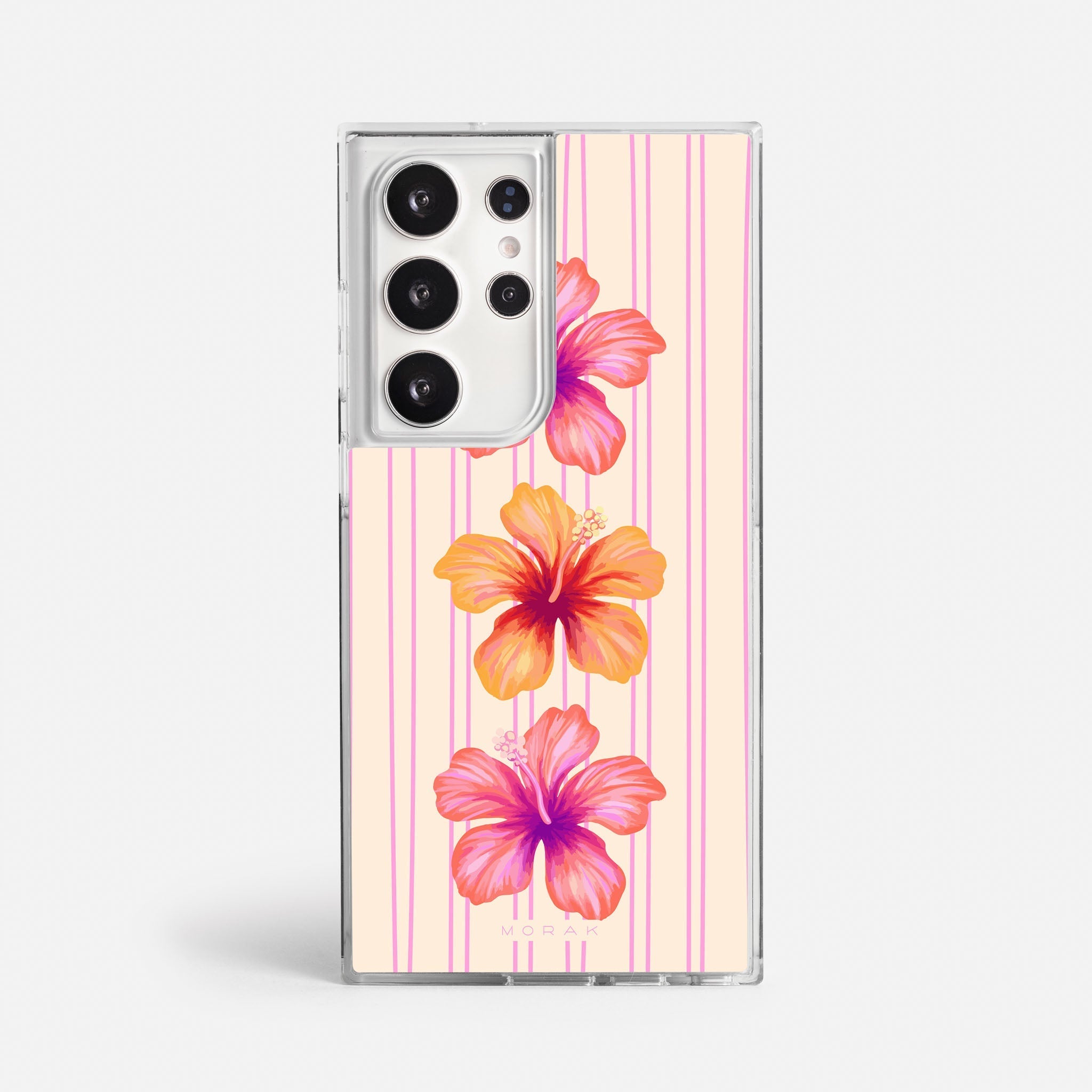 Case Funda Pink Hibiscus - Blanco Premium Para iPhone 17-12 Samsung S26-S22