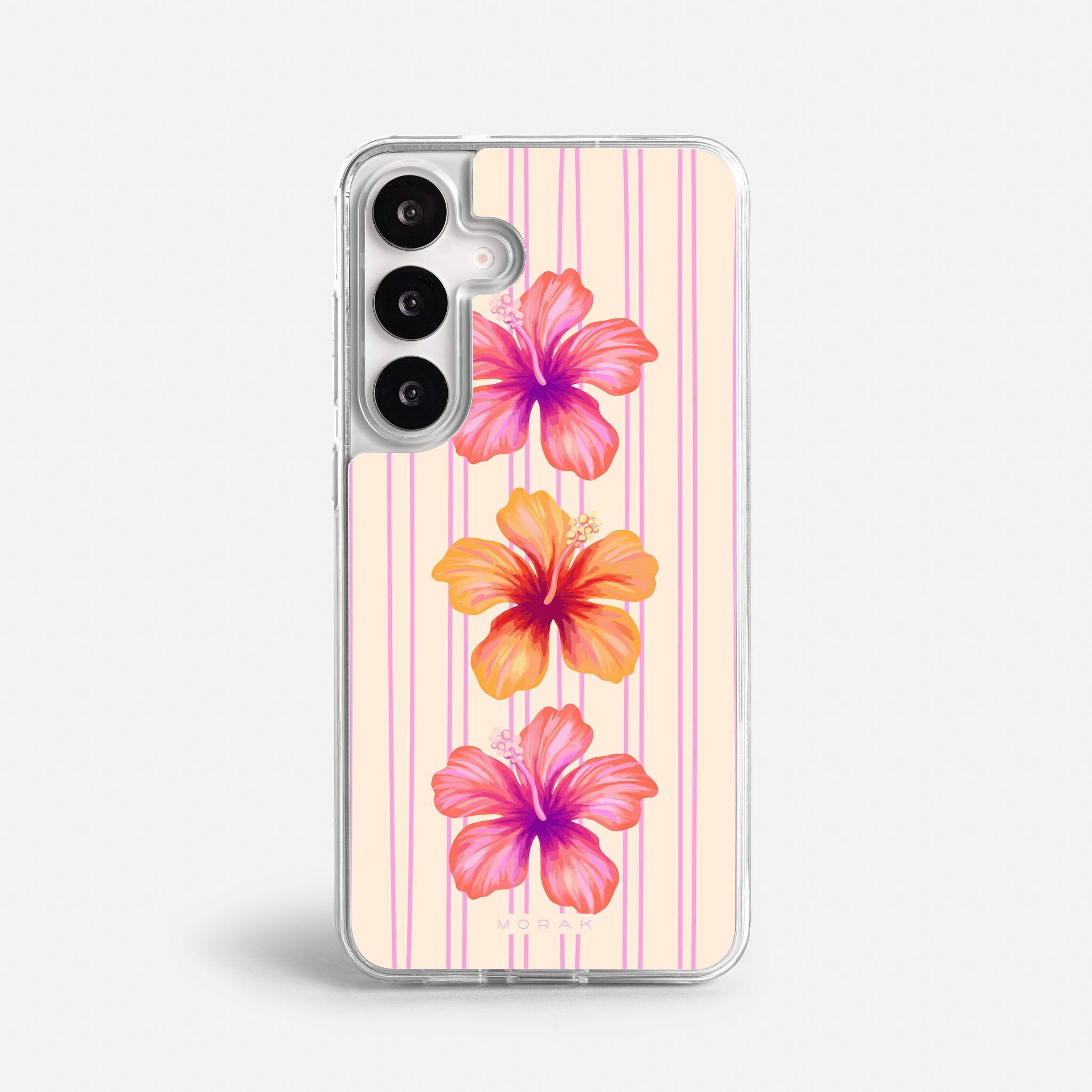 Case Funda Pink Hibiscus - Blanco Premium Para iPhone 17-12 Samsung S26-S22