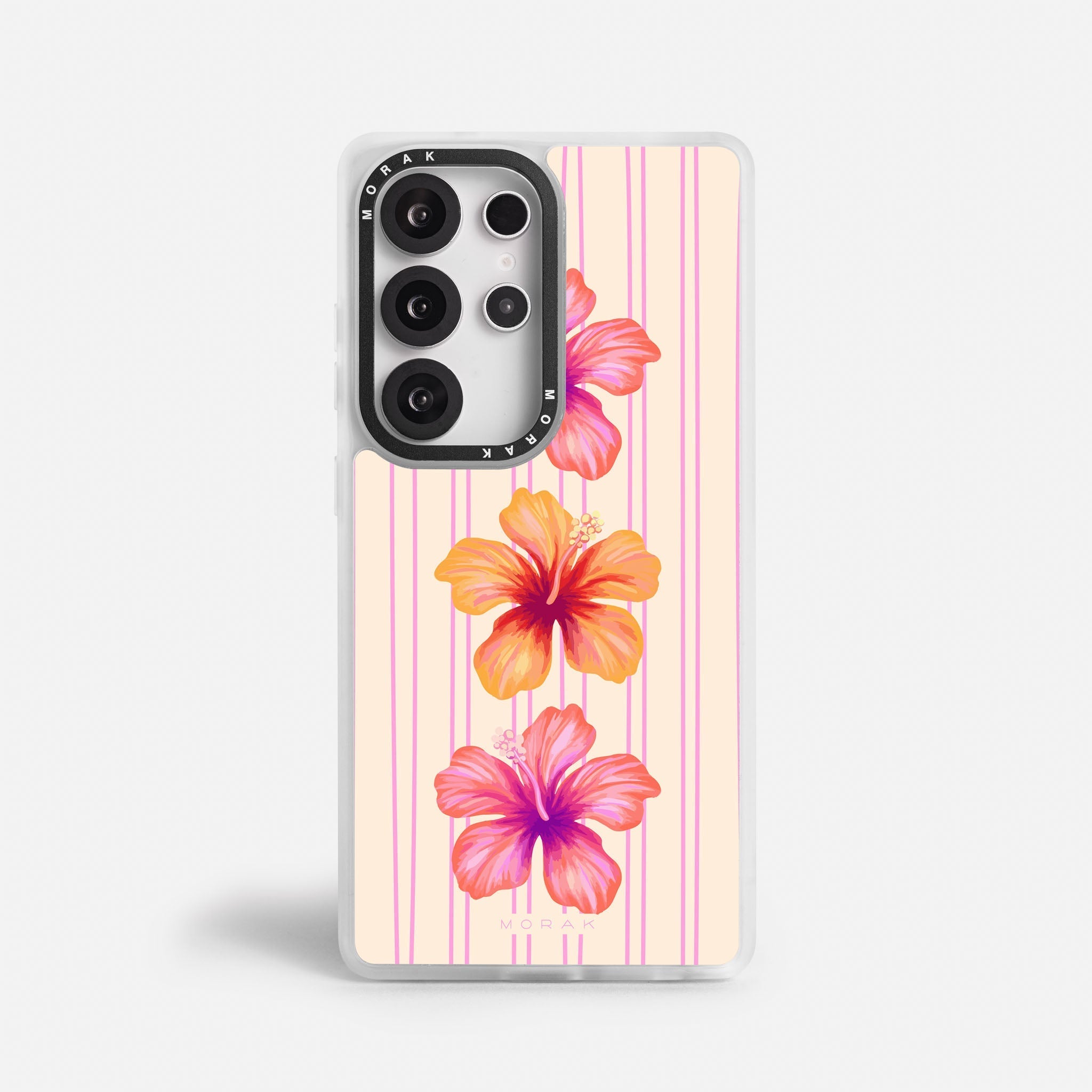 Case Funda Pink Hibiscus - Blanco Premium Para iPhone 17-12 Samsung S26-S22