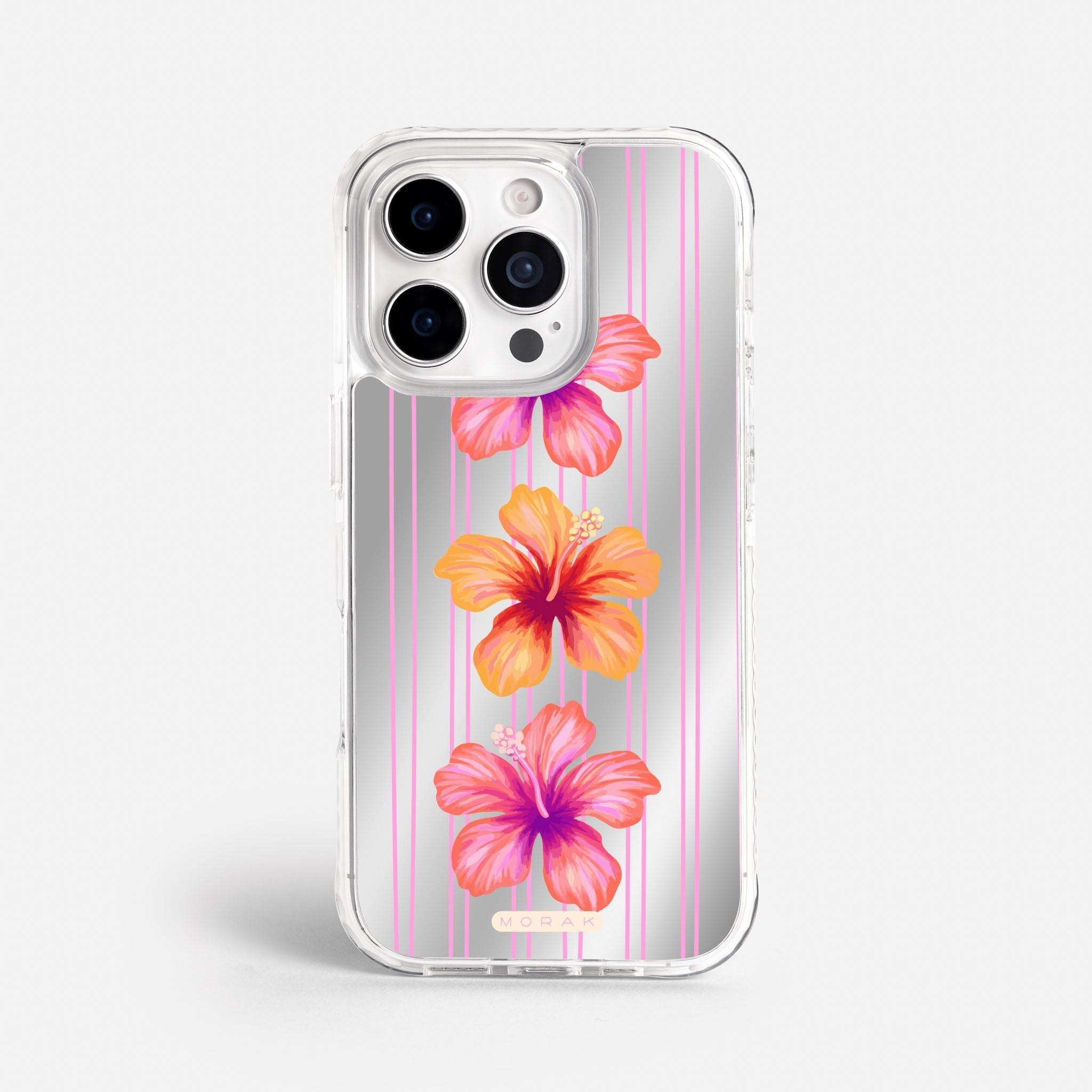 Case Funda Pink Hibiscus - Espejo Premium Para iPhone 17-12 Samsung S26-S22