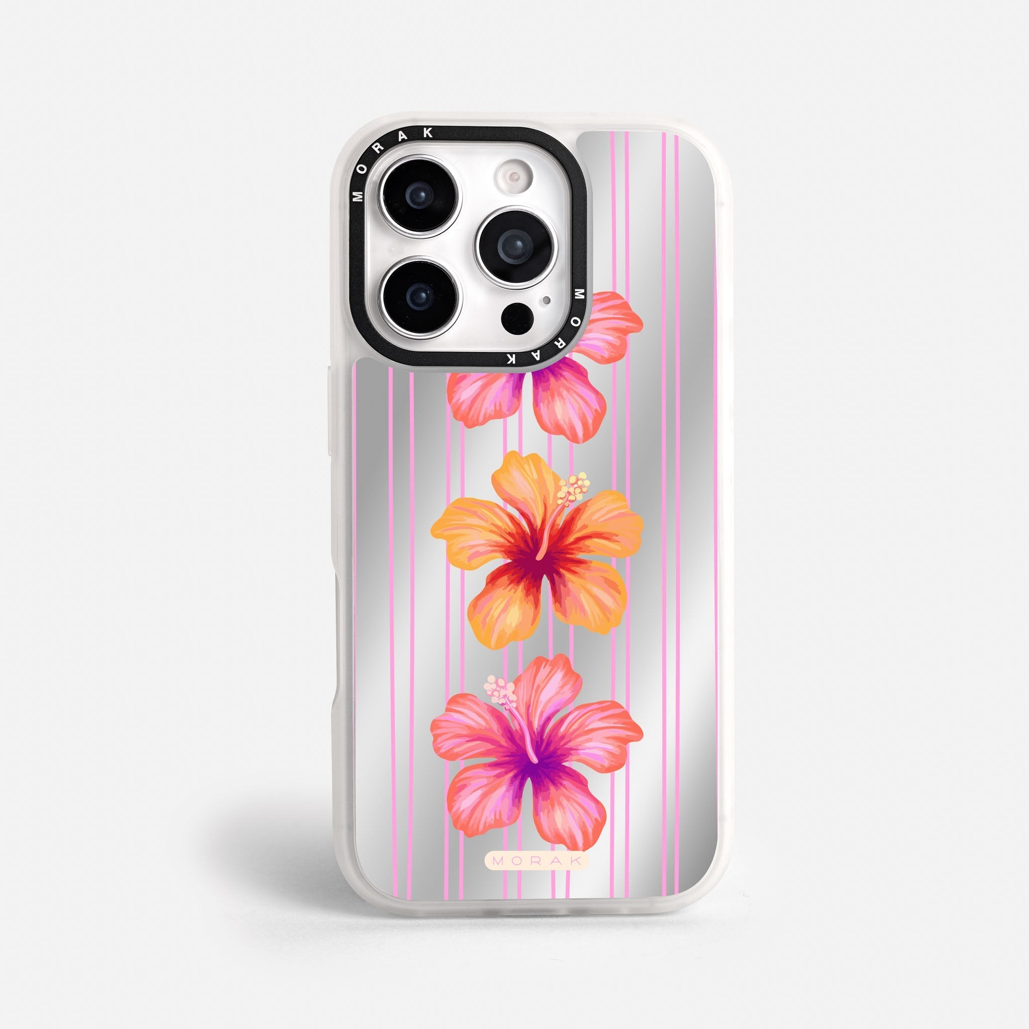 Case Funda Pink Hibiscus - Espejo Premium Para iPhone 17-12 Samsung S26-S22