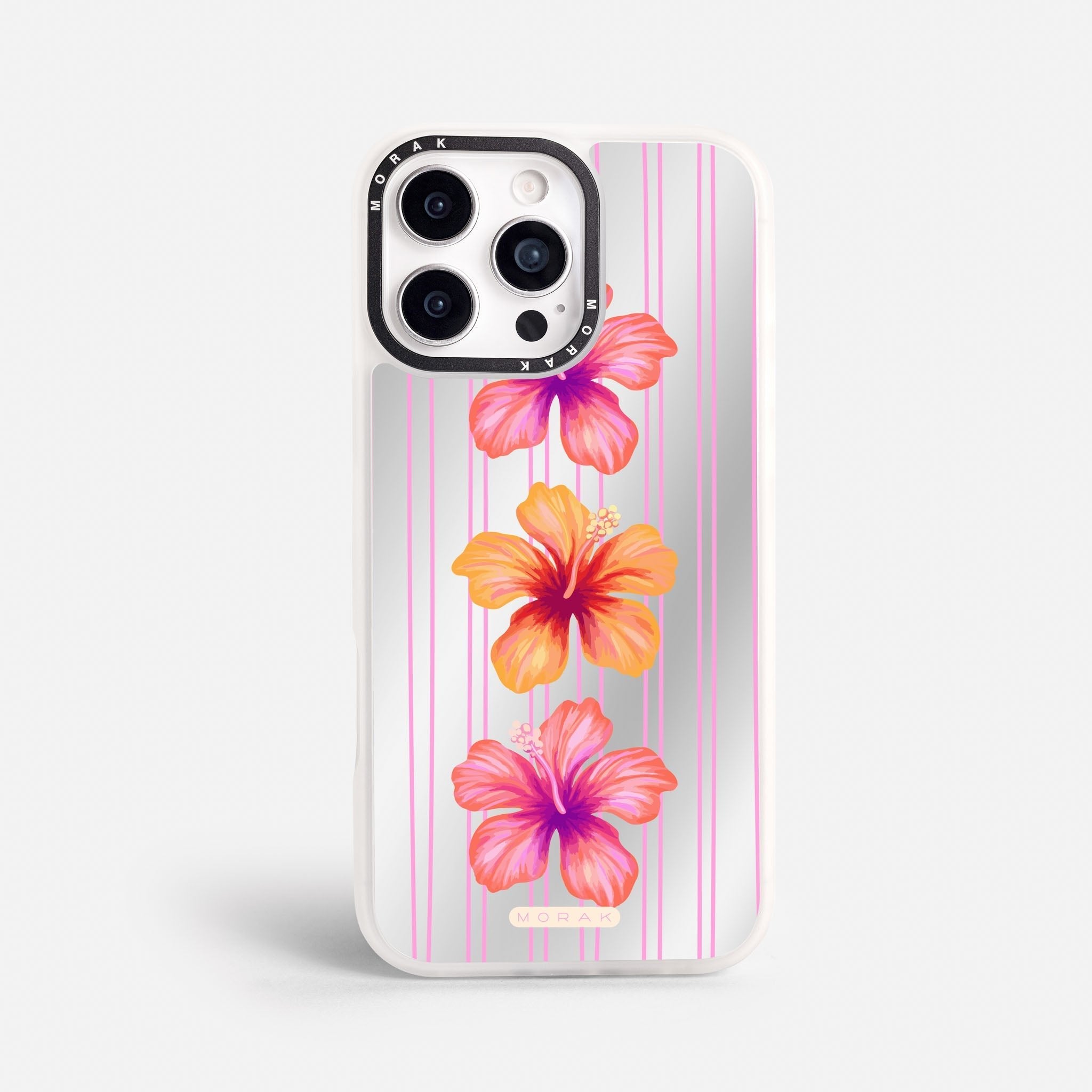 Case Funda Pink Hibiscus - Espejo Premium Para iPhone 17-12 Samsung S26-S22