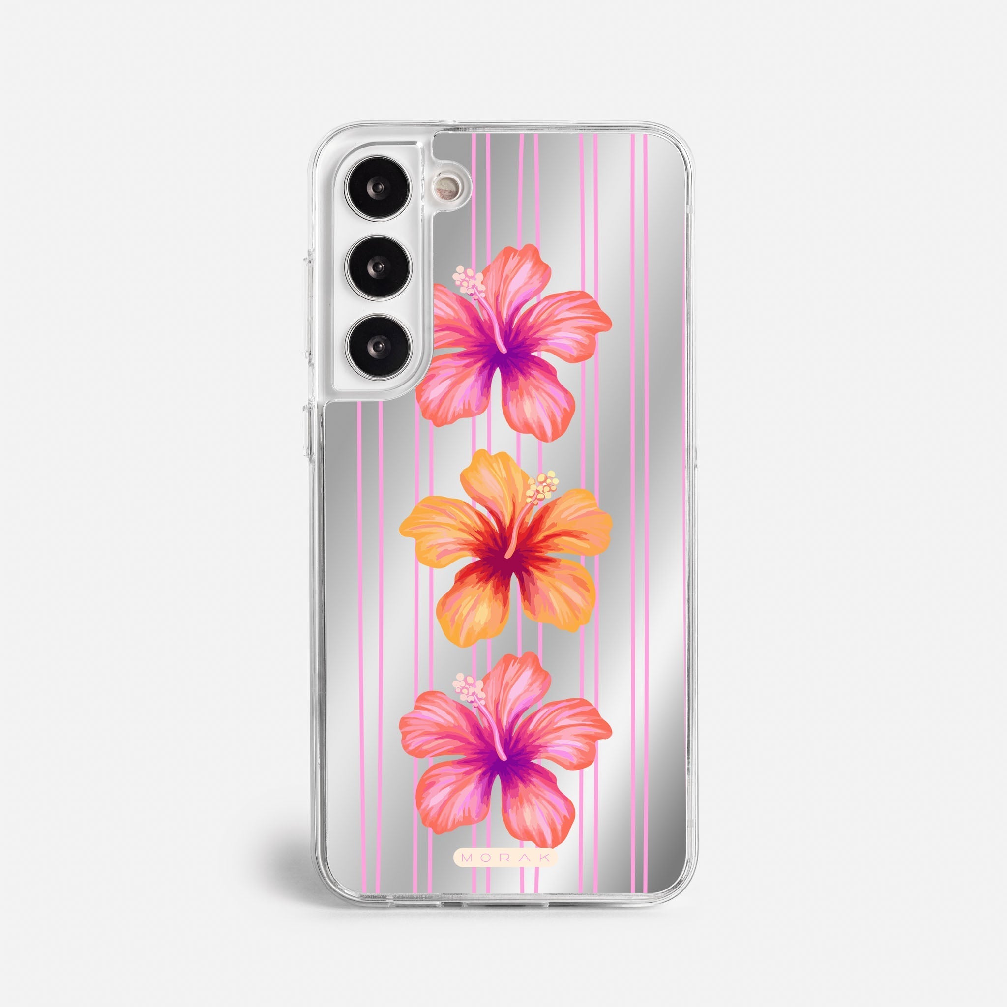 Case Funda Pink Hibiscus - Espejo Premium Para iPhone 17-12 Samsung S26-S22