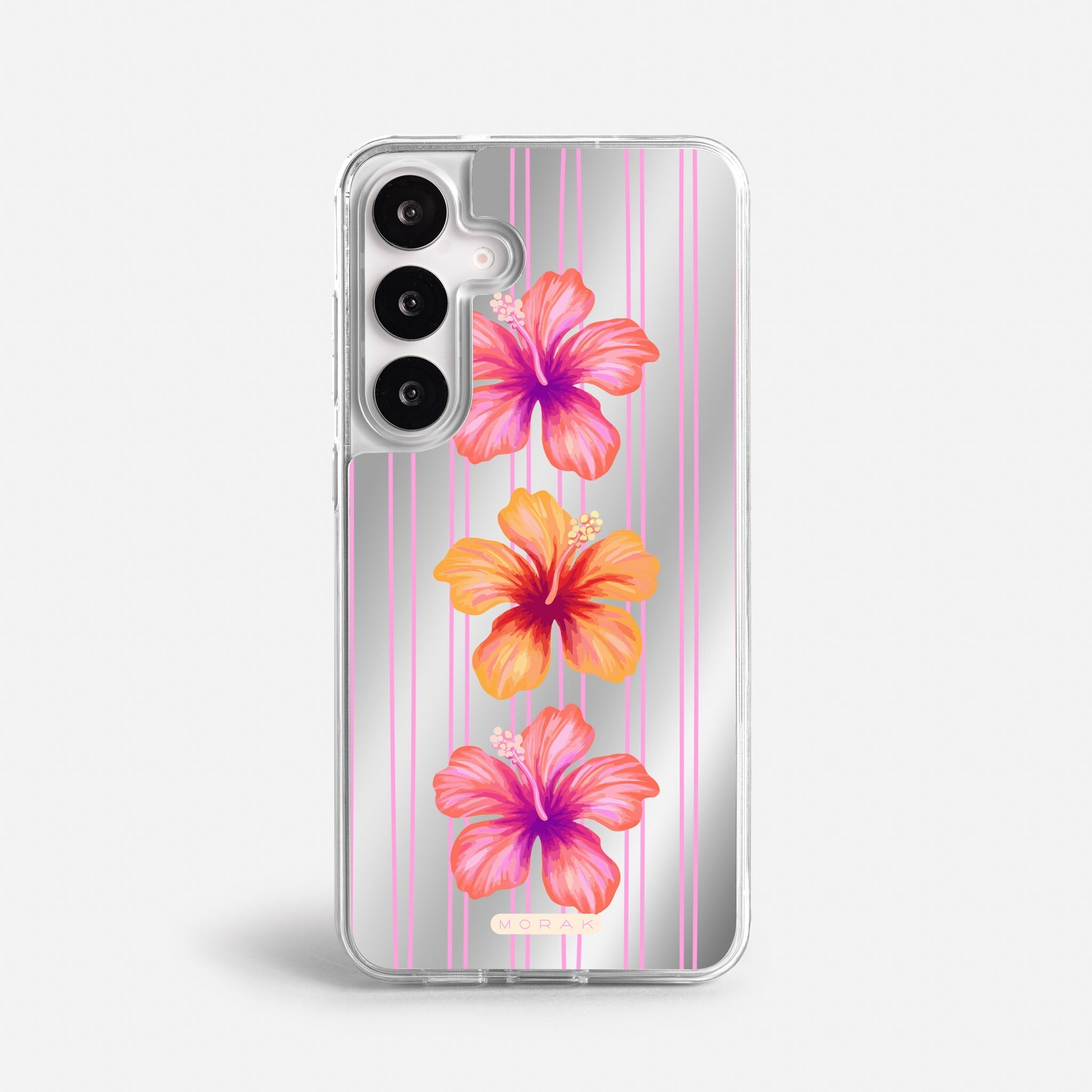 Case Funda Pink Hibiscus - Espejo Premium Para iPhone 17-12 Samsung S26-S22