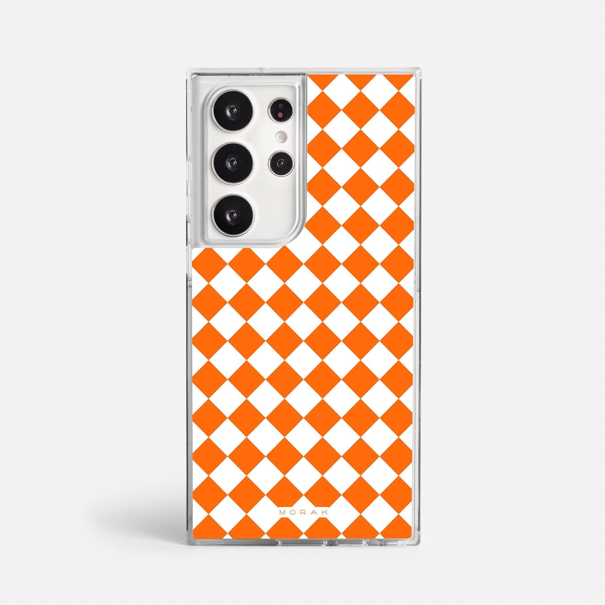 Case Diamantes Naranjas - Blanco Premium – Protección antigolpe | Diseño colombiano | Morak