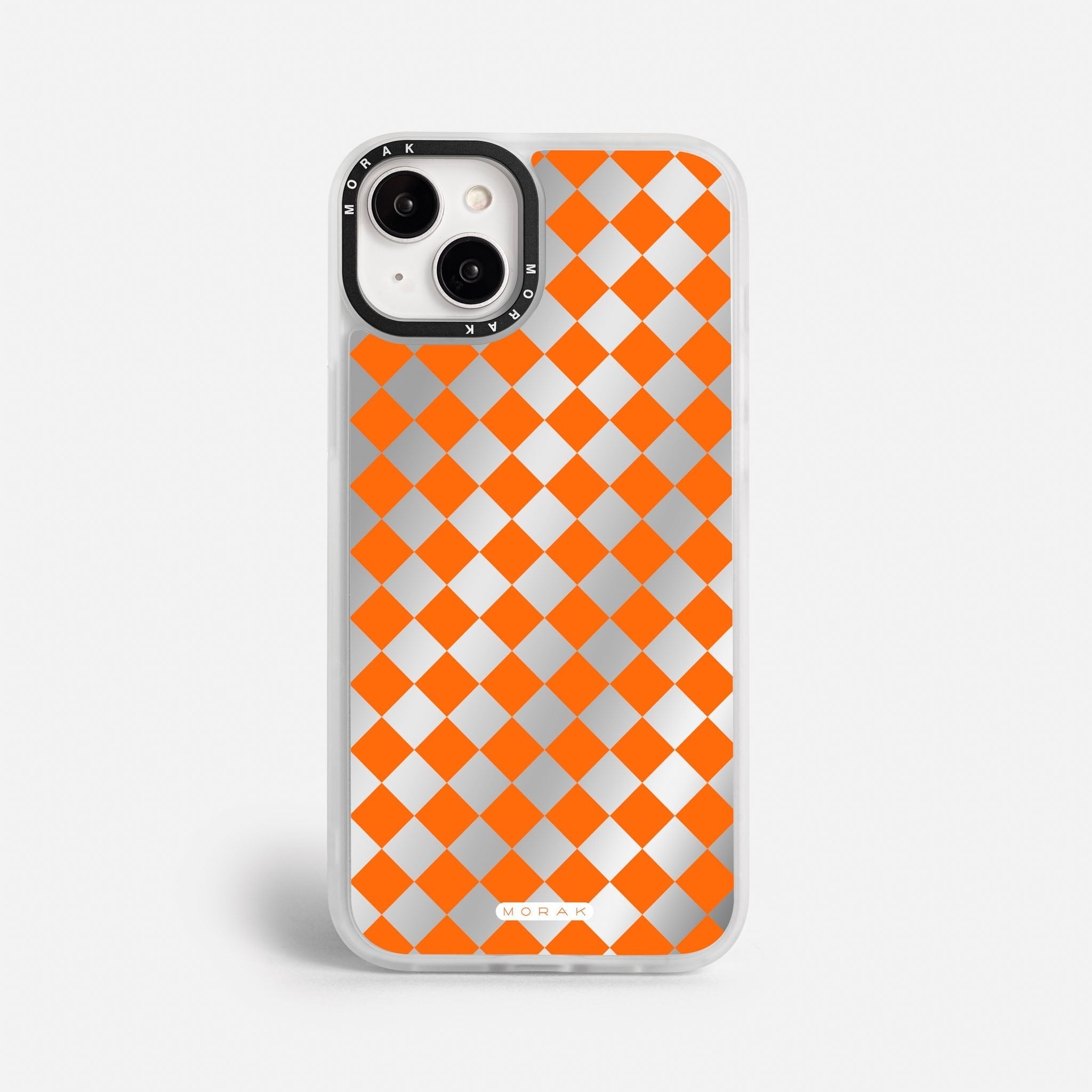 Case Diamantes Naranjas - Espejo Premium – Protección antigolpe | Diseño colombiano | Morak