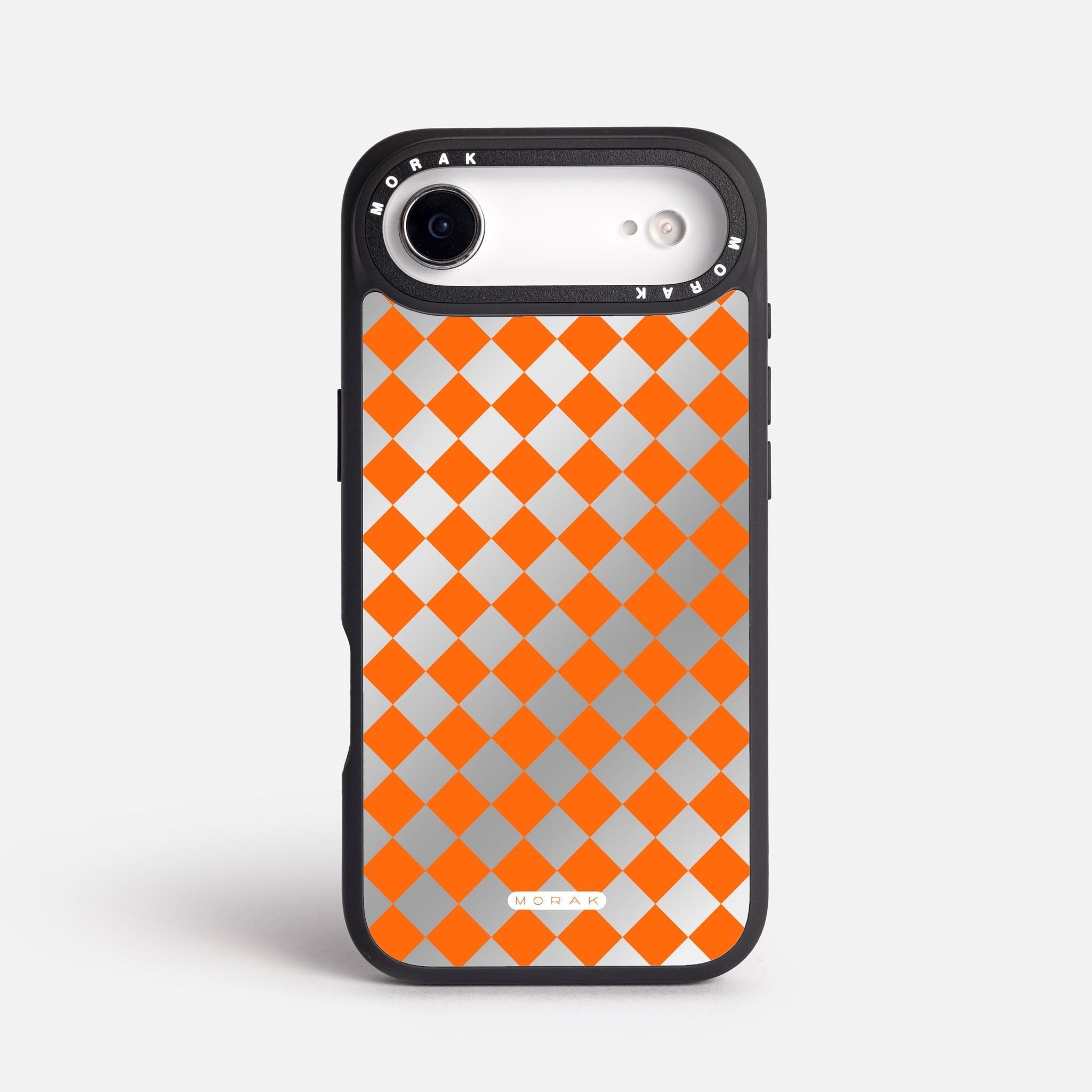 Case Diamantes Naranjas - Espejo Premium – Protección antigolpe | Diseño colombiano | Morak