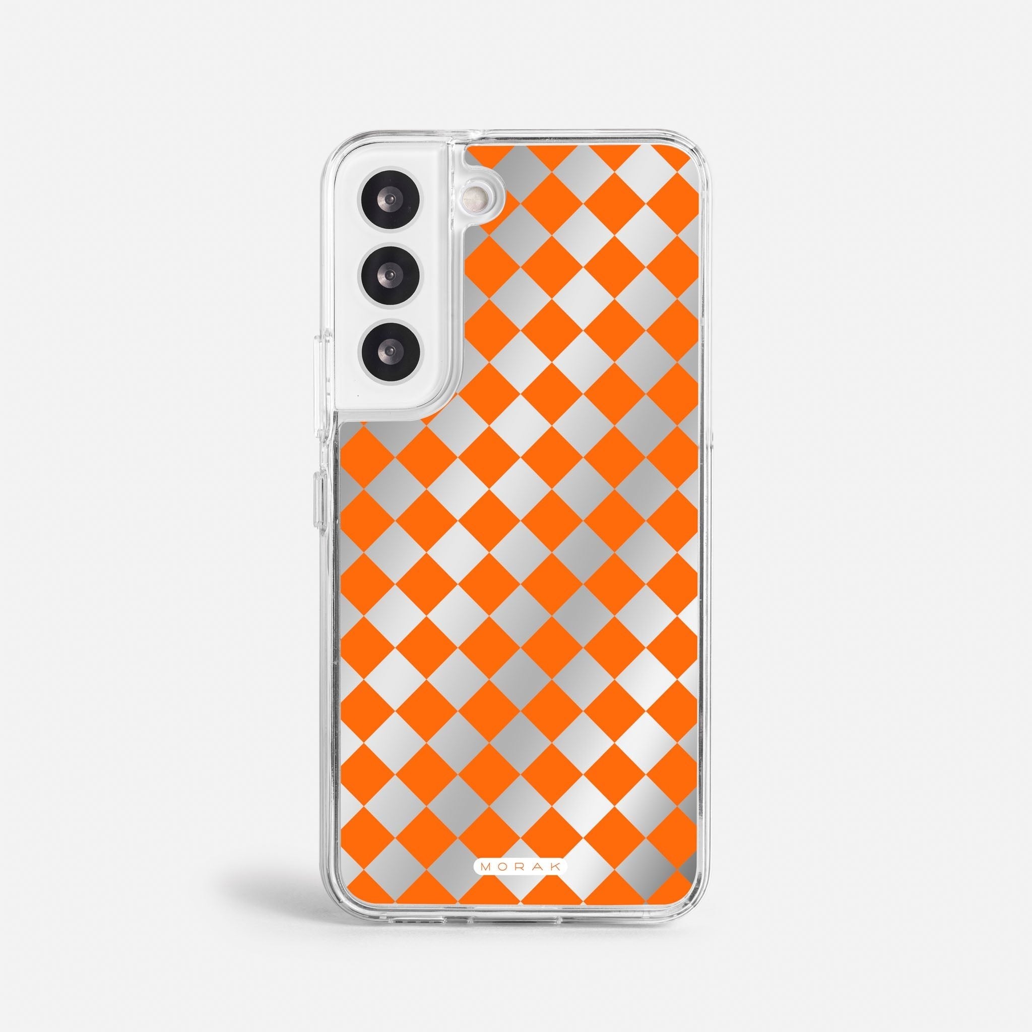 Case Diamantes Naranjas - Espejo Premium – Protección antigolpe | Diseño colombiano | Morak
