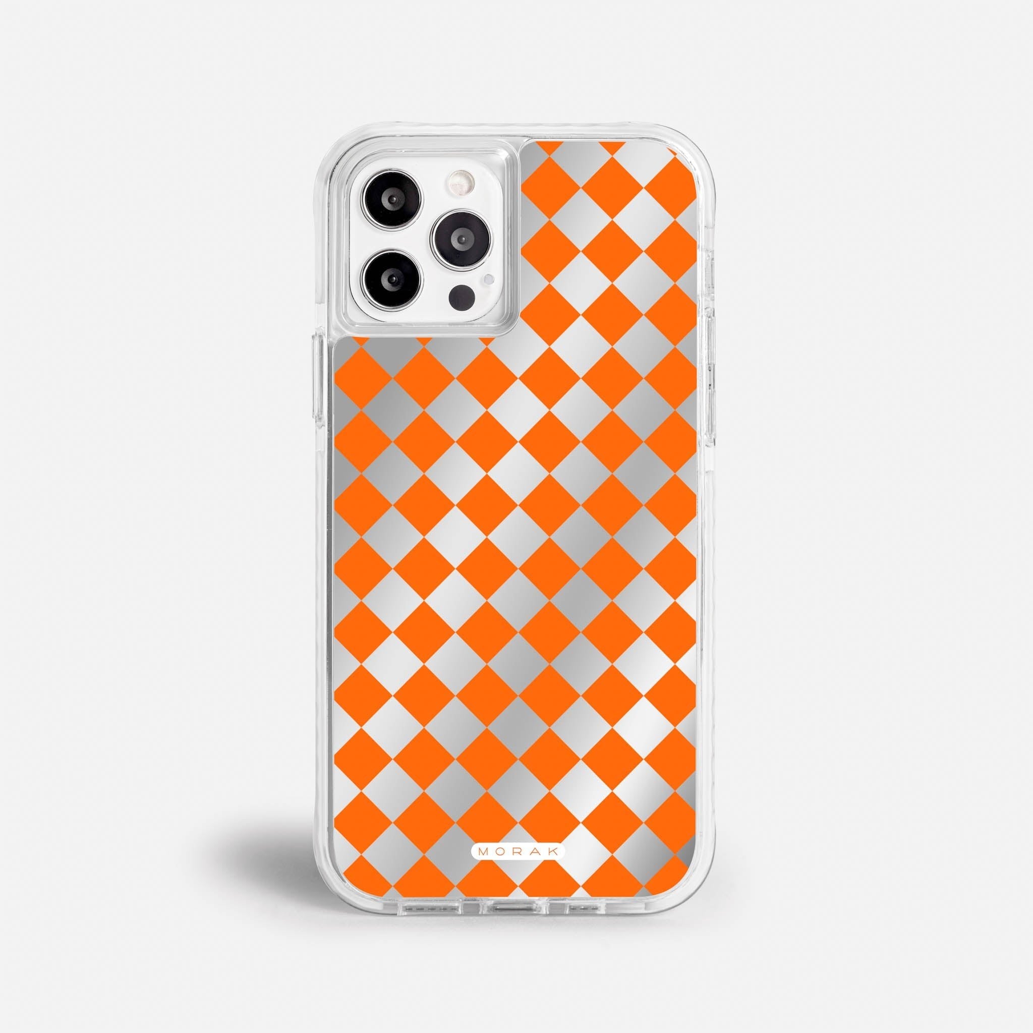 Case Diamantes Naranjas - Espejo Premium – Protección antigolpe | Diseño colombiano | Morak
