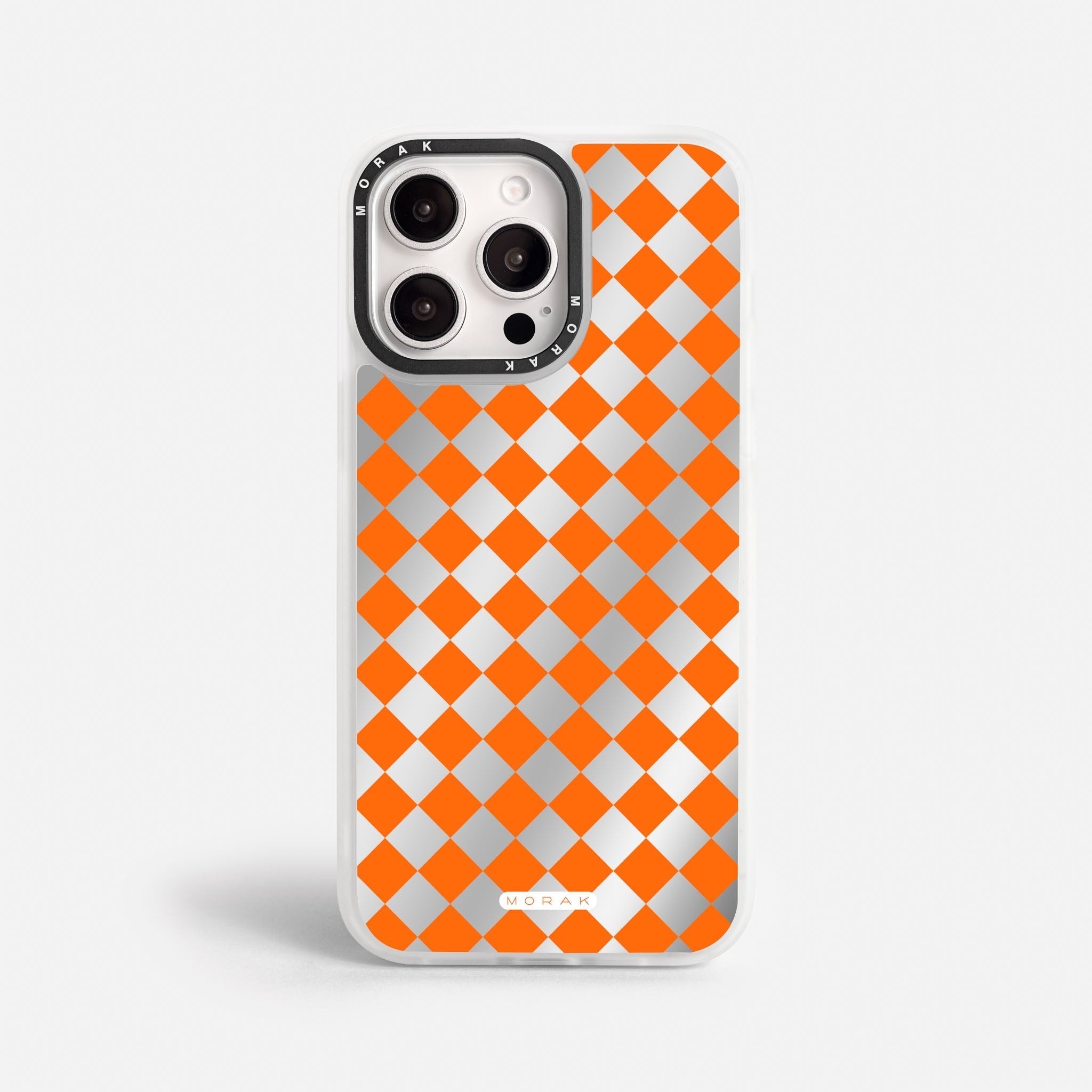 Case Diamantes Naranjas - Espejo Premium – Protección antigolpe | Diseño colombiano | Morak