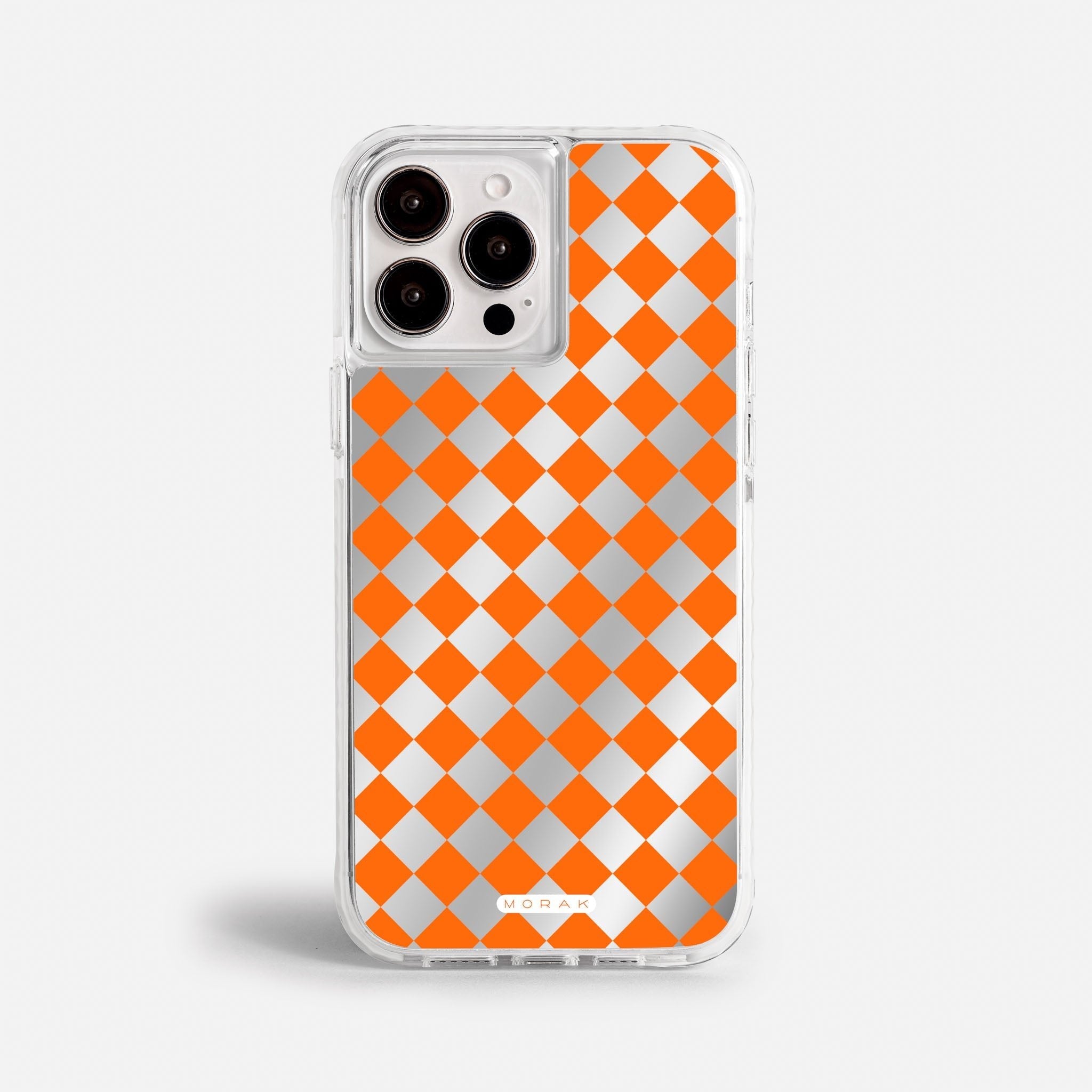 Case Diamantes Naranjas - Espejo Premium – Protección antigolpe | Diseño colombiano | Morak