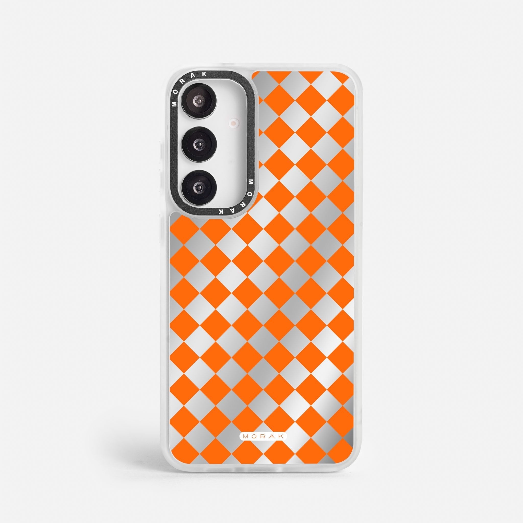 Case Diamantes Naranjas - Espejo Premium – Protección antigolpe | Diseño colombiano | Morak