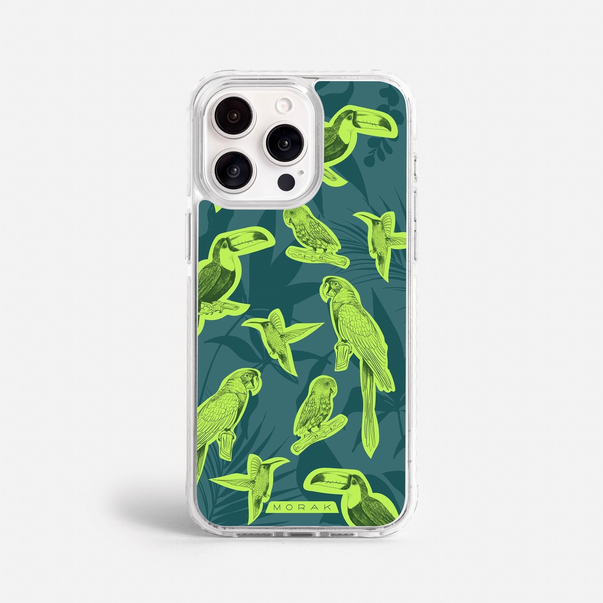 Case Jungle Birds - Blanco Premium – Protección antigolpe | Diseño colombiano | Morak