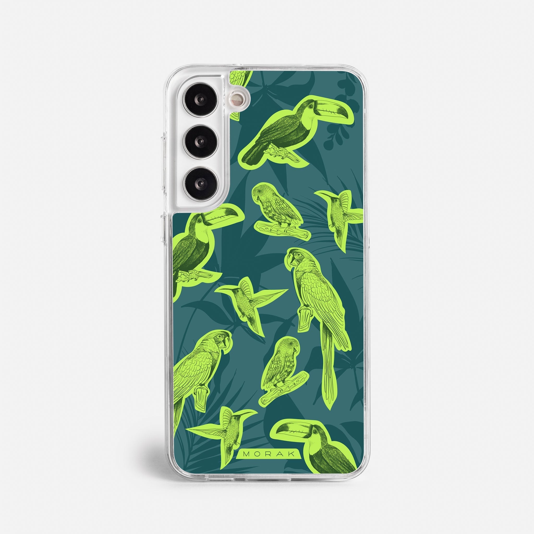 Case Jungle Birds - Blanco Premium – Protección antigolpe | Diseño colombiano | Morak