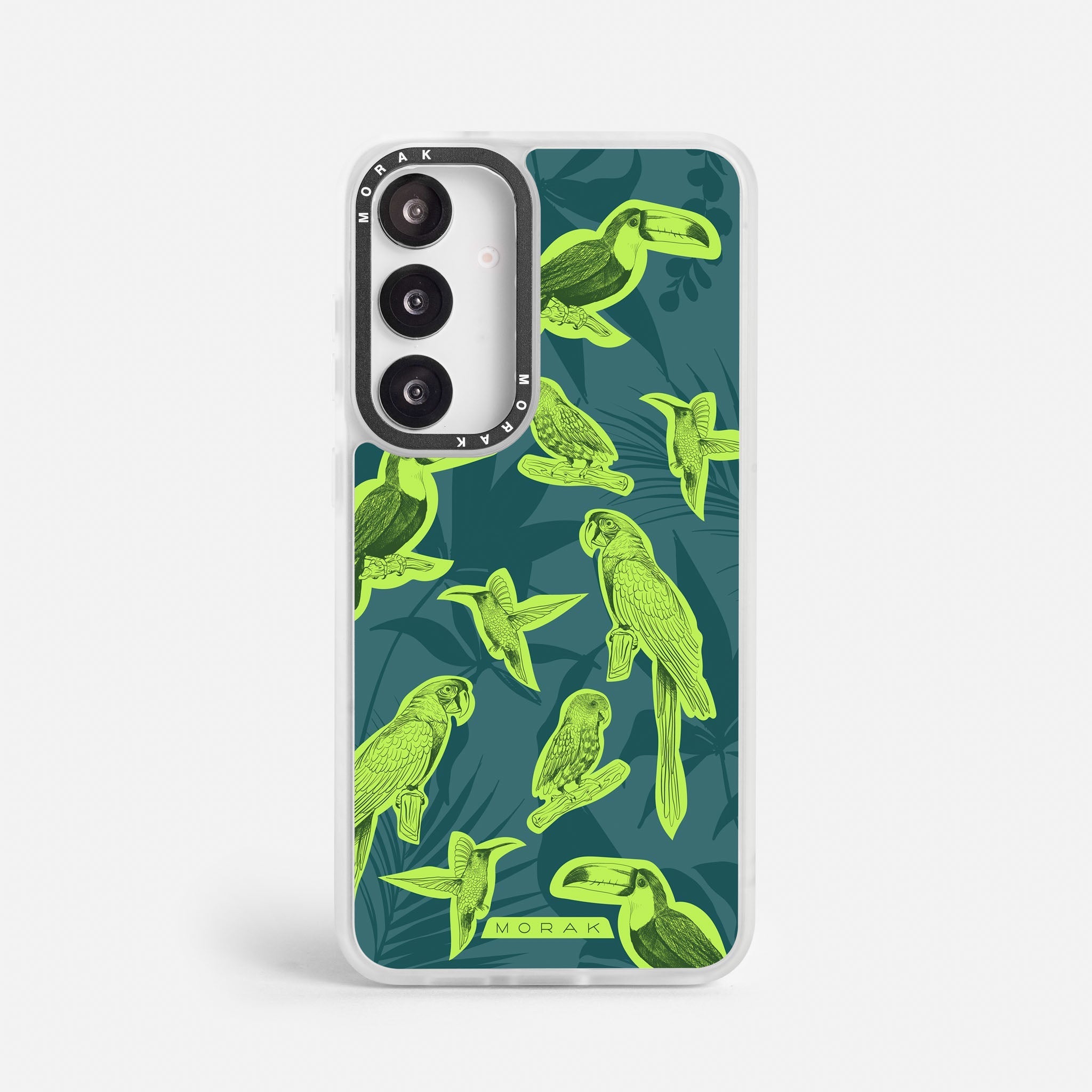 Case Jungle Birds - Blanco Premium – Protección antigolpe | Diseño colombiano | Morak