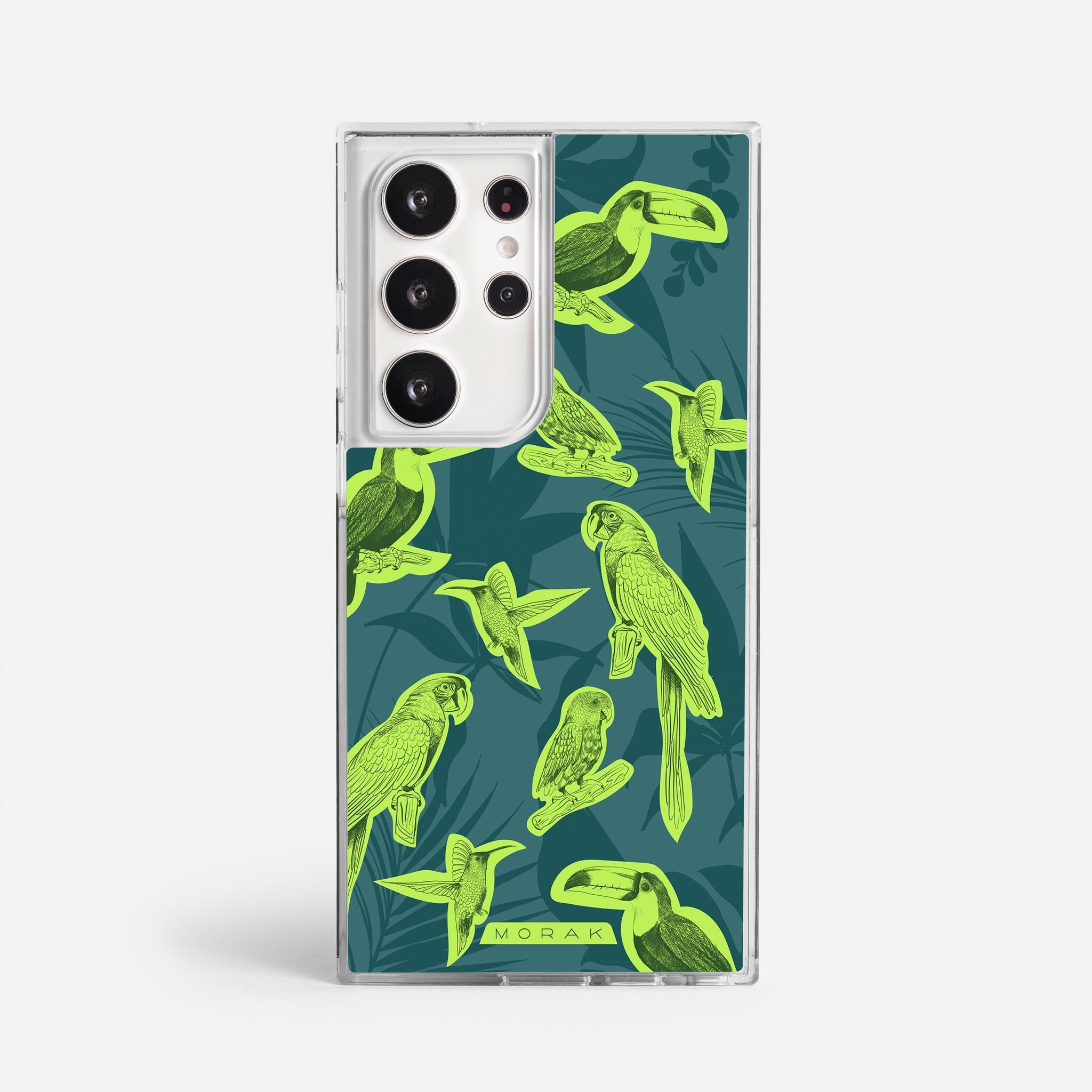 Case Jungle Birds - Blanco Premium – Protección antigolpe | Diseño colombiano | Morak